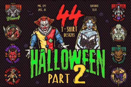 Halloween t-shirt designs Part 2 cover - 44 designs