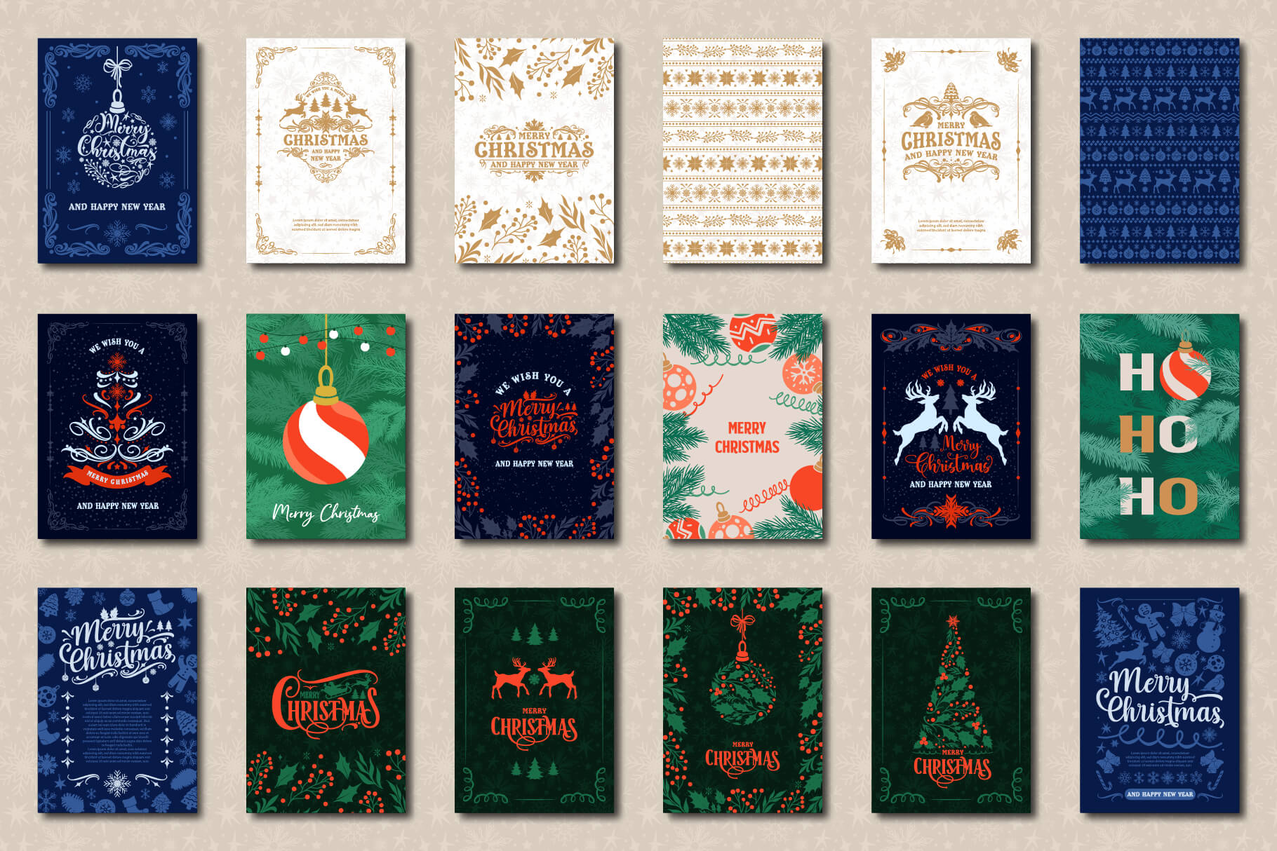 Classic Christmas Postcard Templates preview 4