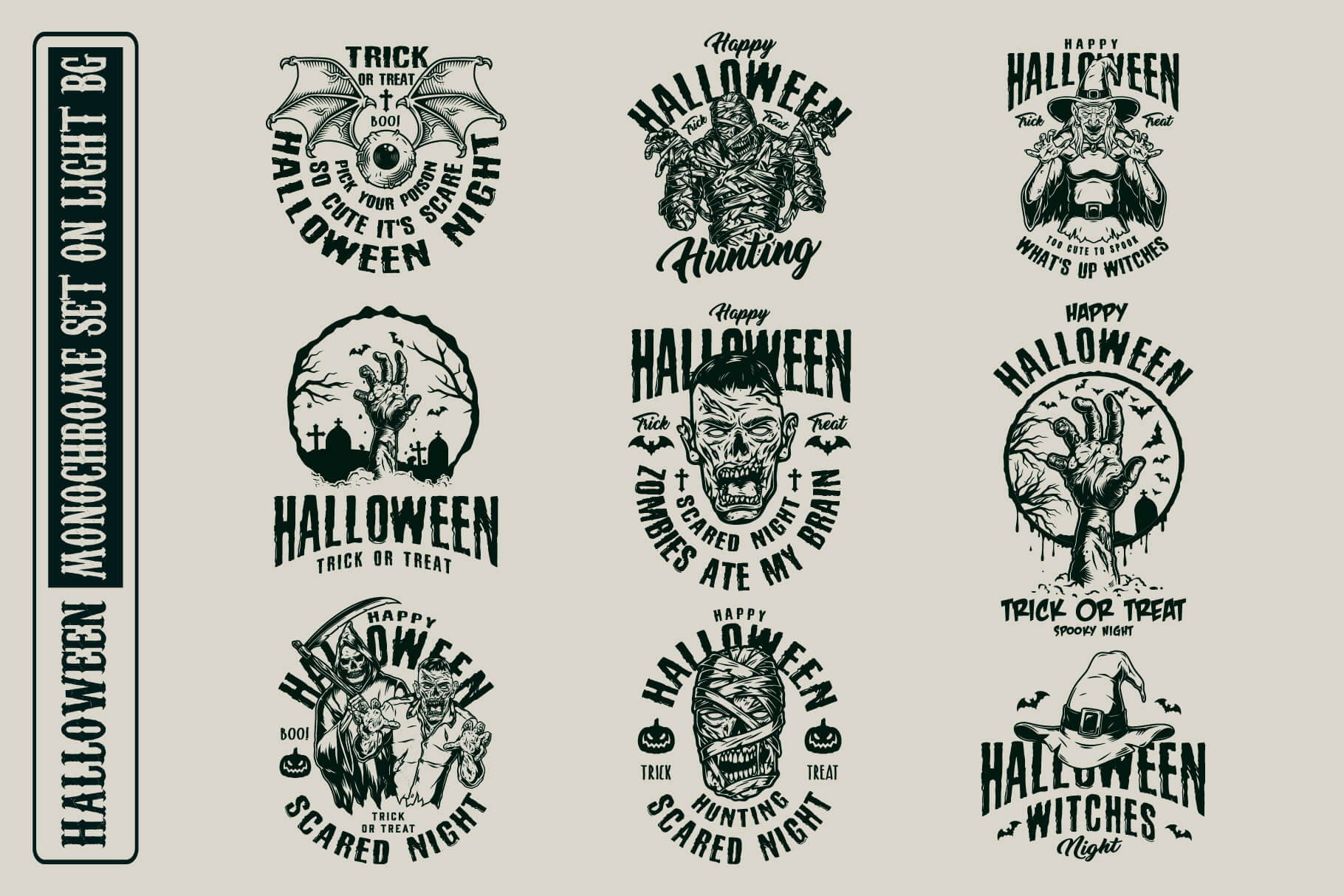 Halloween monochrome designs