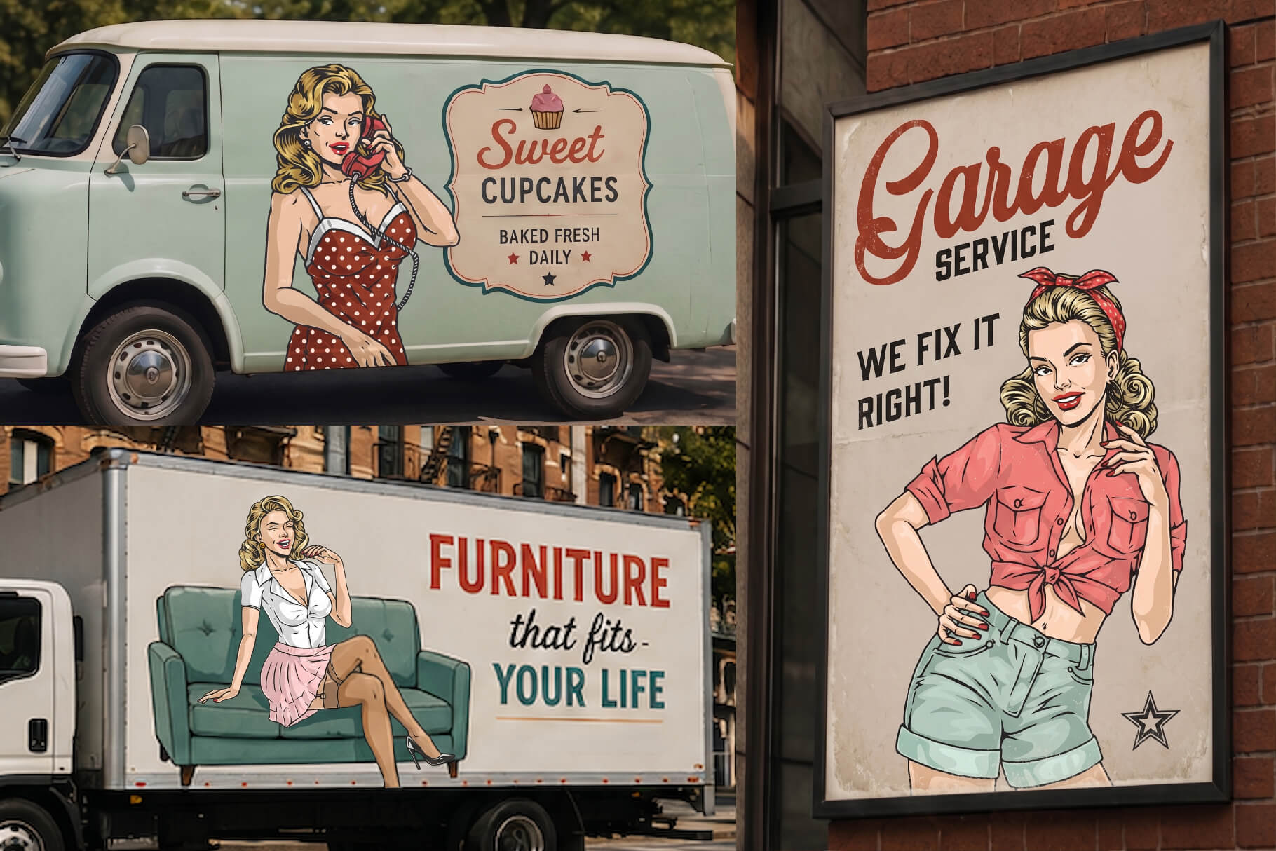 Retro Pin-Up Girls Illustrations (54)