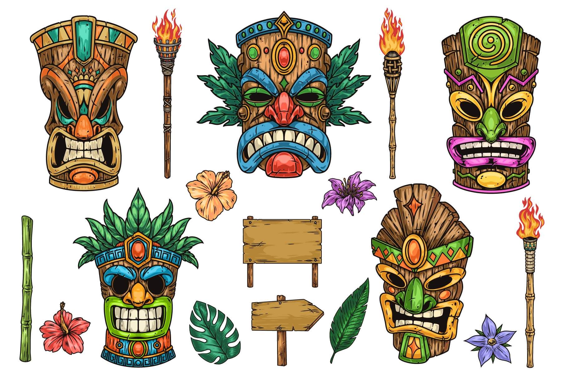 Tiki Masks Illustrations (31)