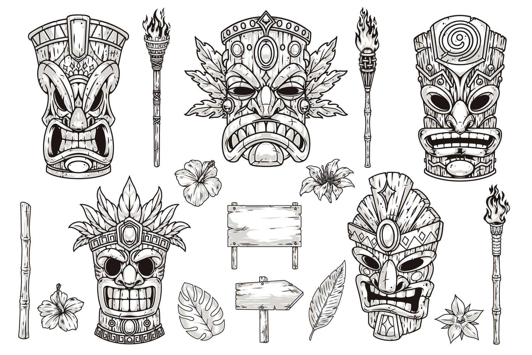 Tiki Masks Illustrations (31)