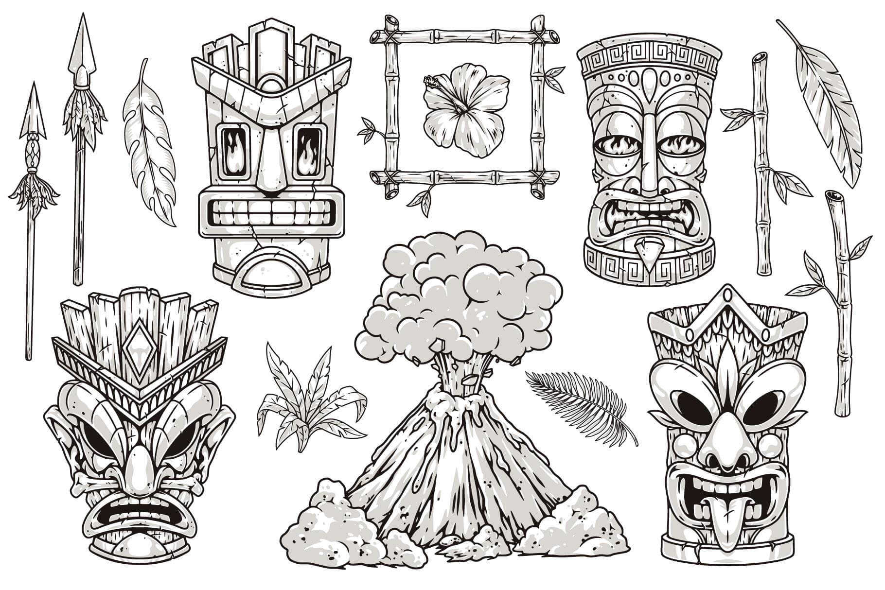 Tiki Masks Illustrations (31)