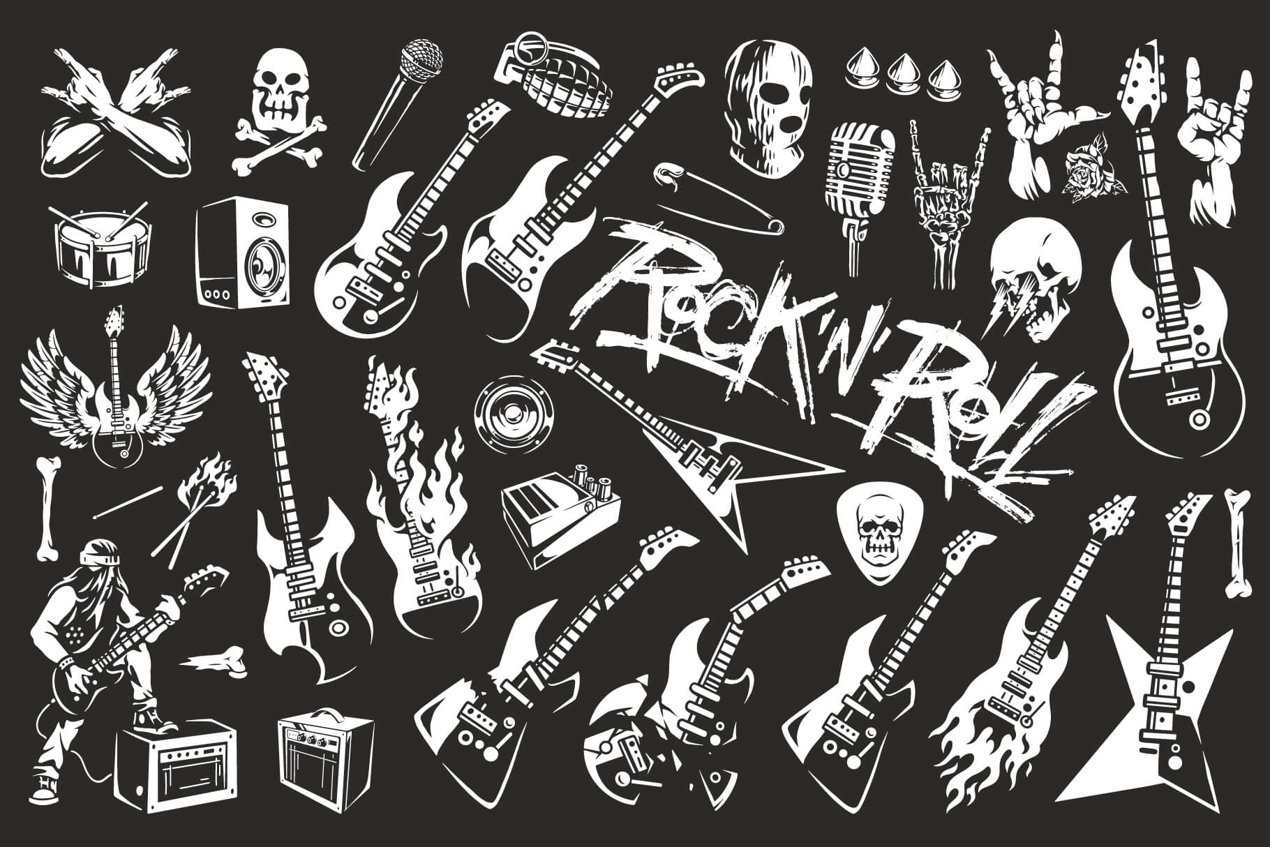 Rock Music Vector Illustrations (100)