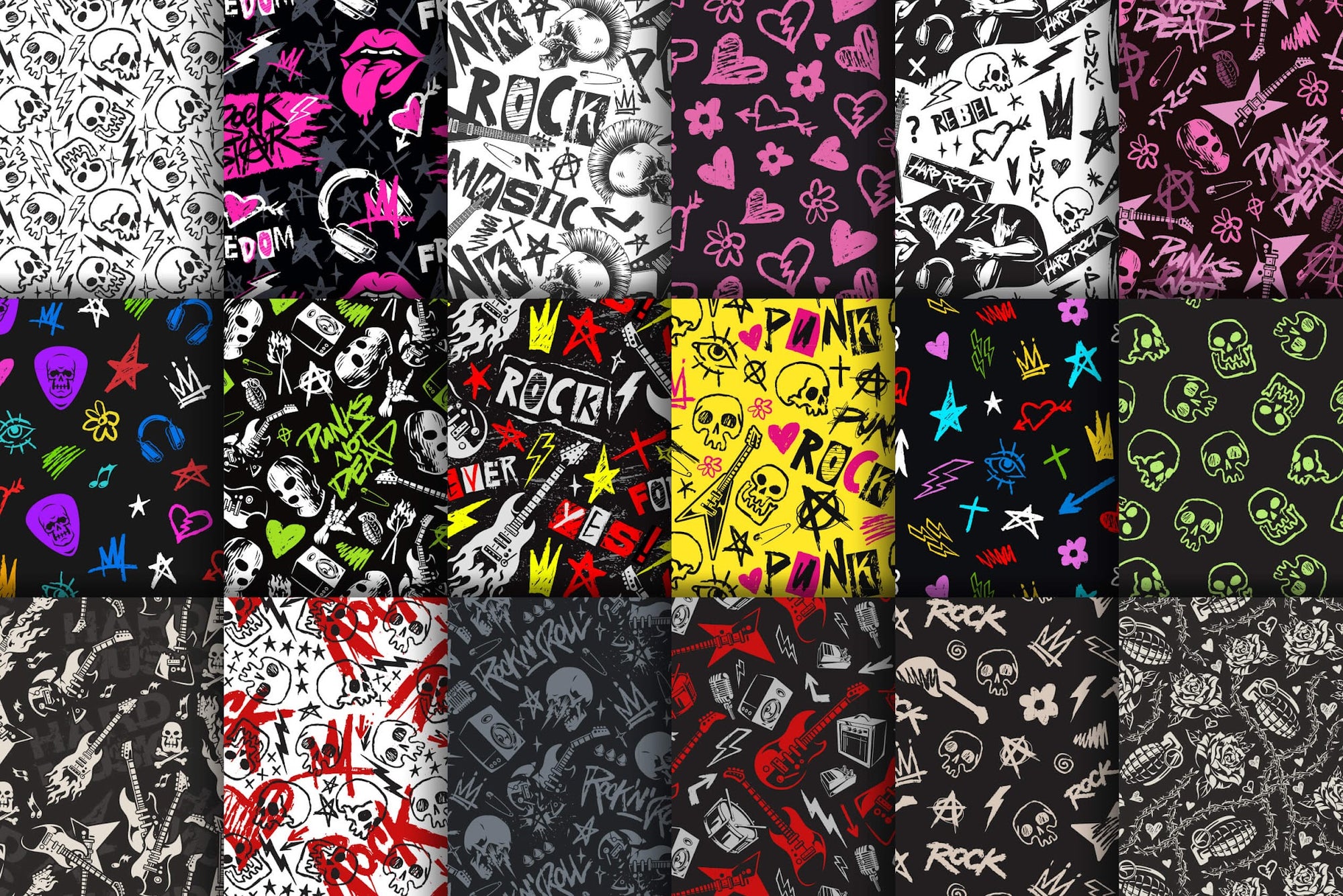 Rock Music – Seamless Vector Patterns (53)
