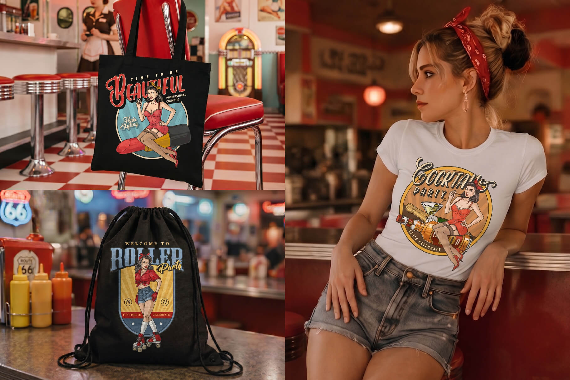 Retro Pin-Up Girls Design Templates (35)