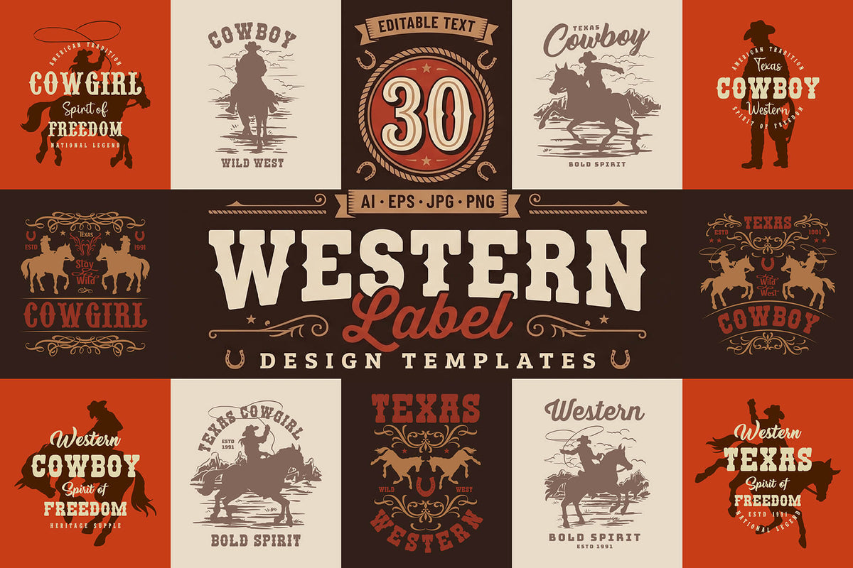 Western Label Design Templates cover