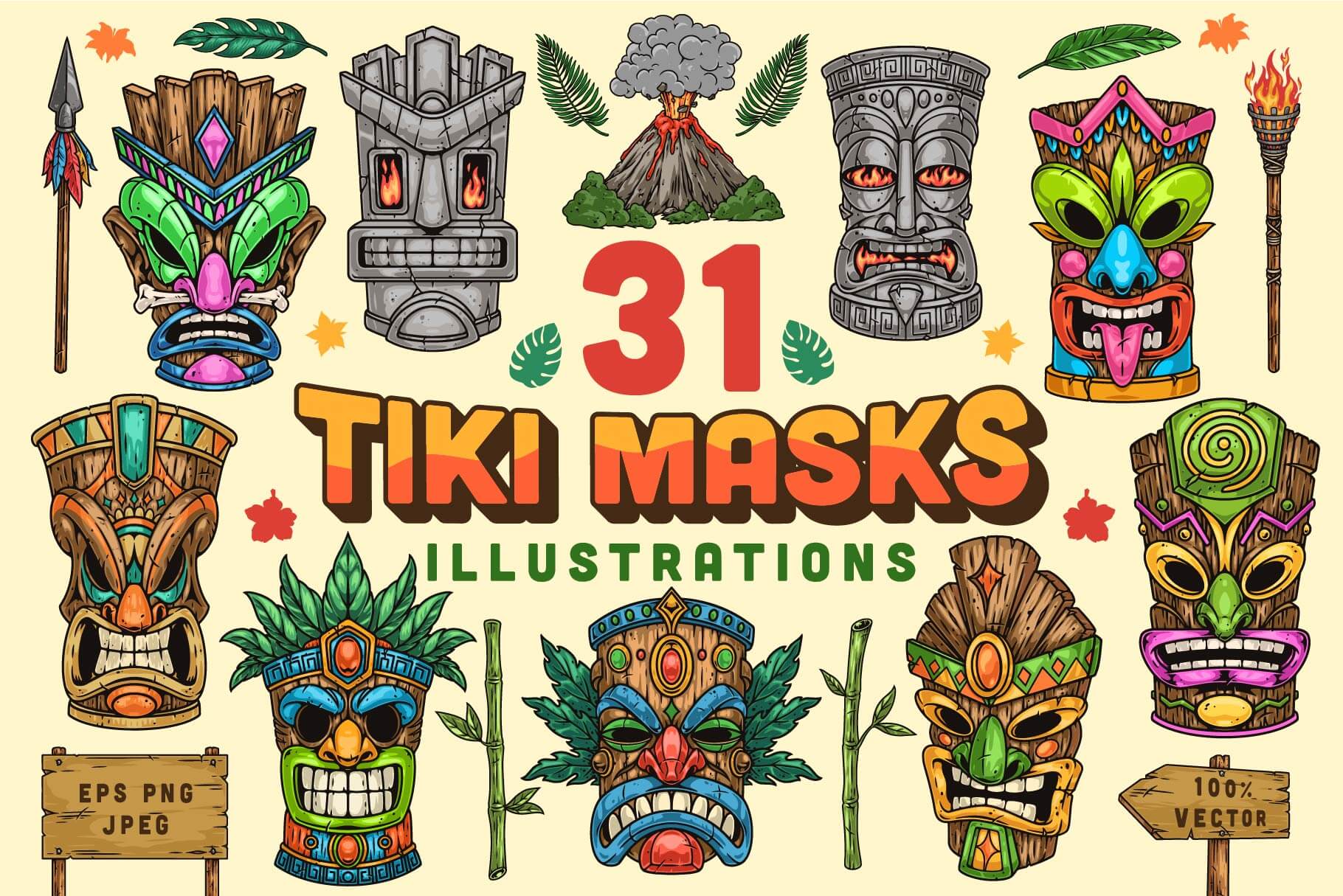 Tiki Masks Illustrations (31)