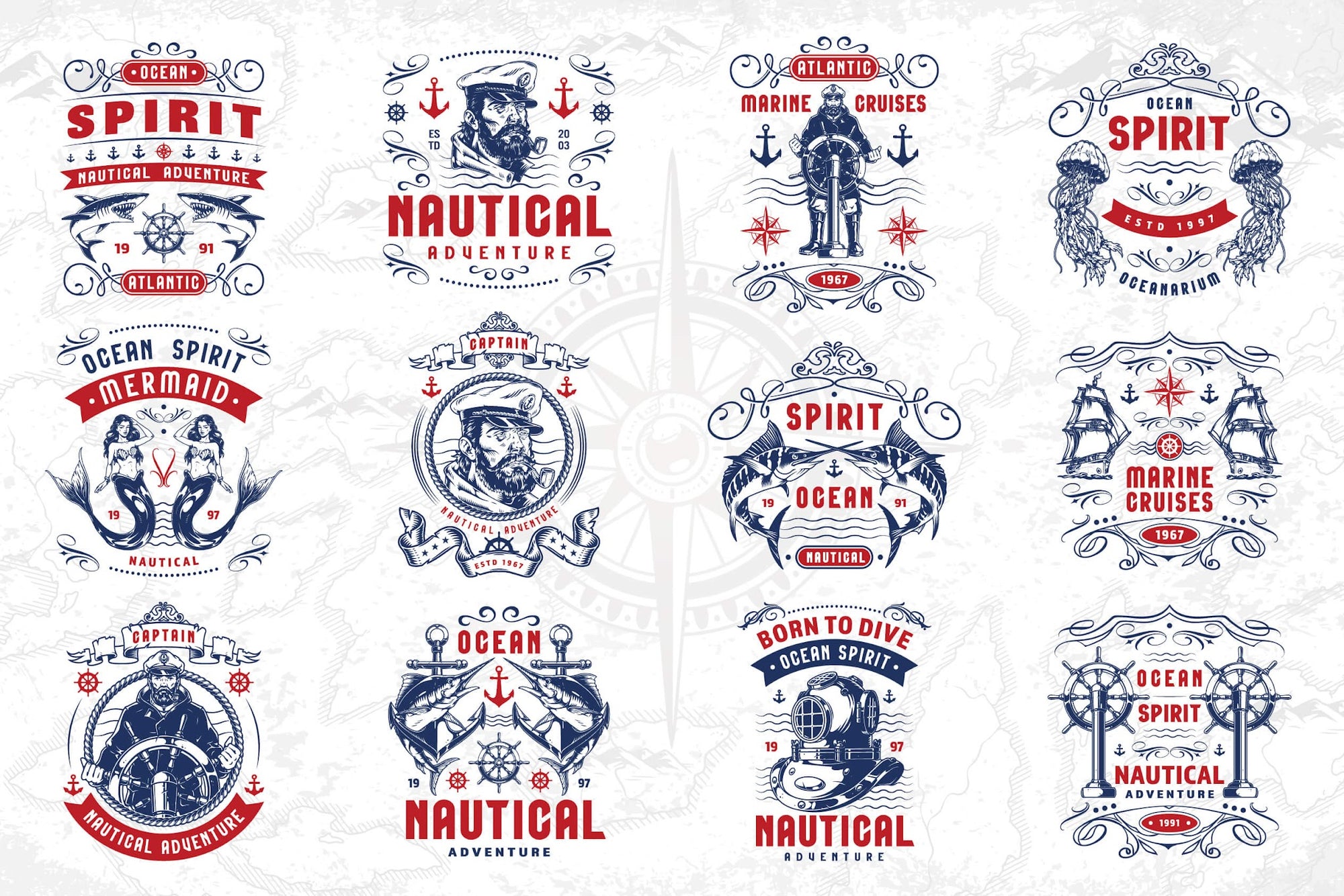 Vintage Nautical Label Design Templates (24)