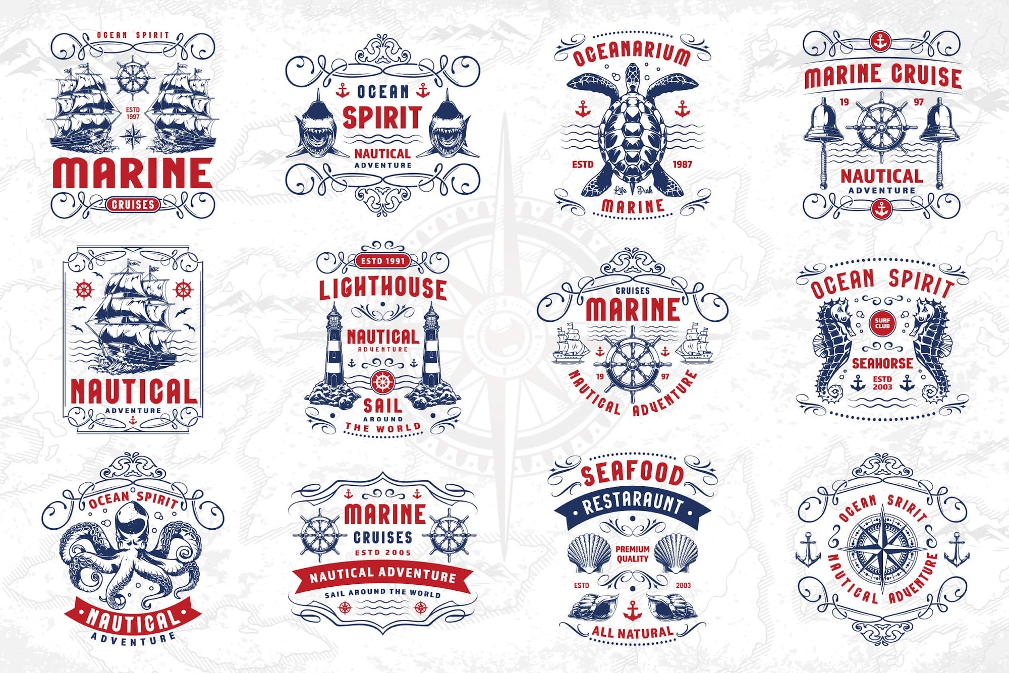 Vintage Nautical Label Design Templates (24)