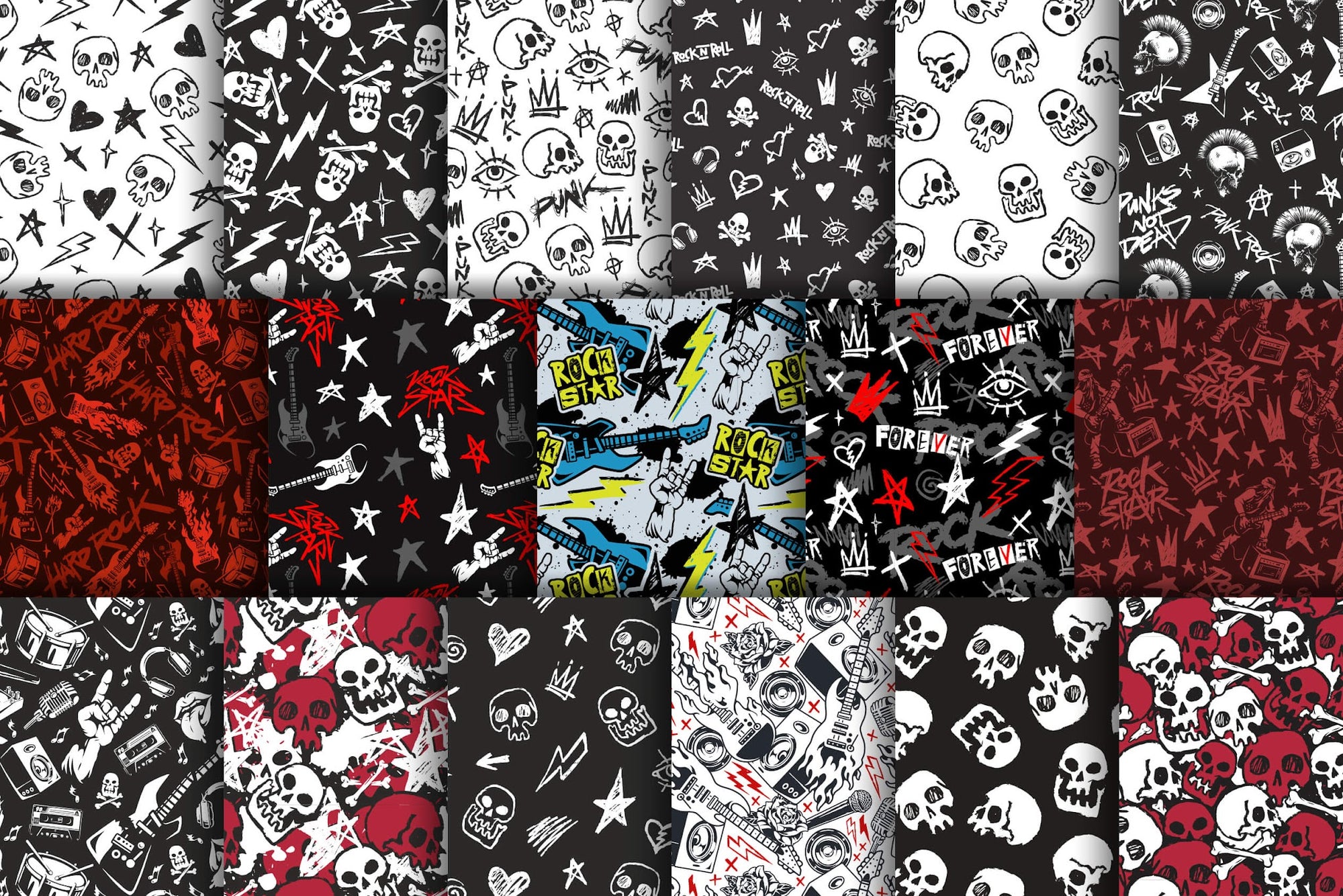Rock Music – Seamless Vector Patterns (53)