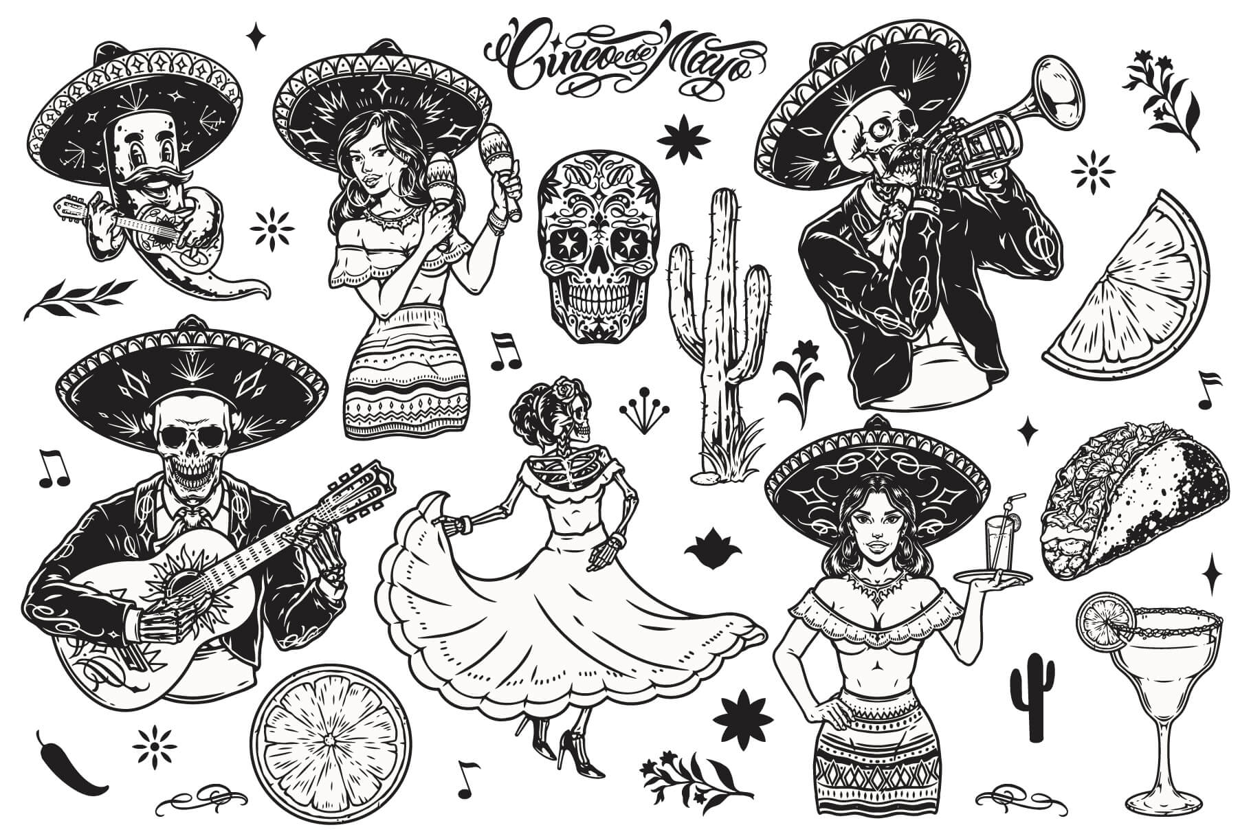 Cinco de Mayo Illustrations Set