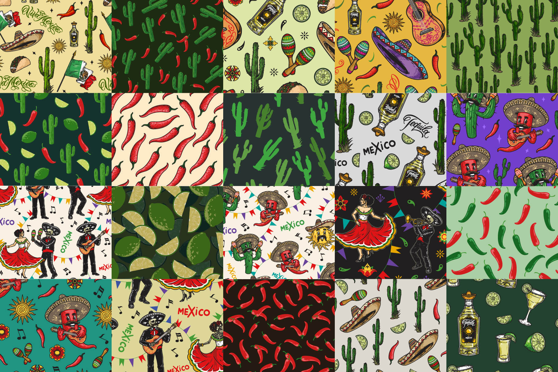 Cinco de Mayo Seamless Patterns Bundle (78)