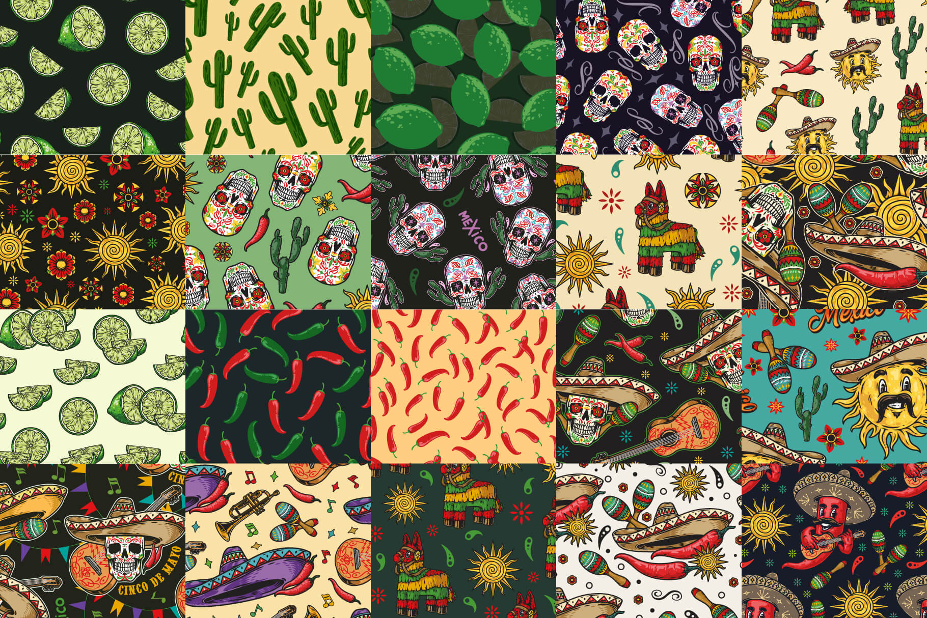 Cinco de Mayo Seamless Patterns Bundle (78)