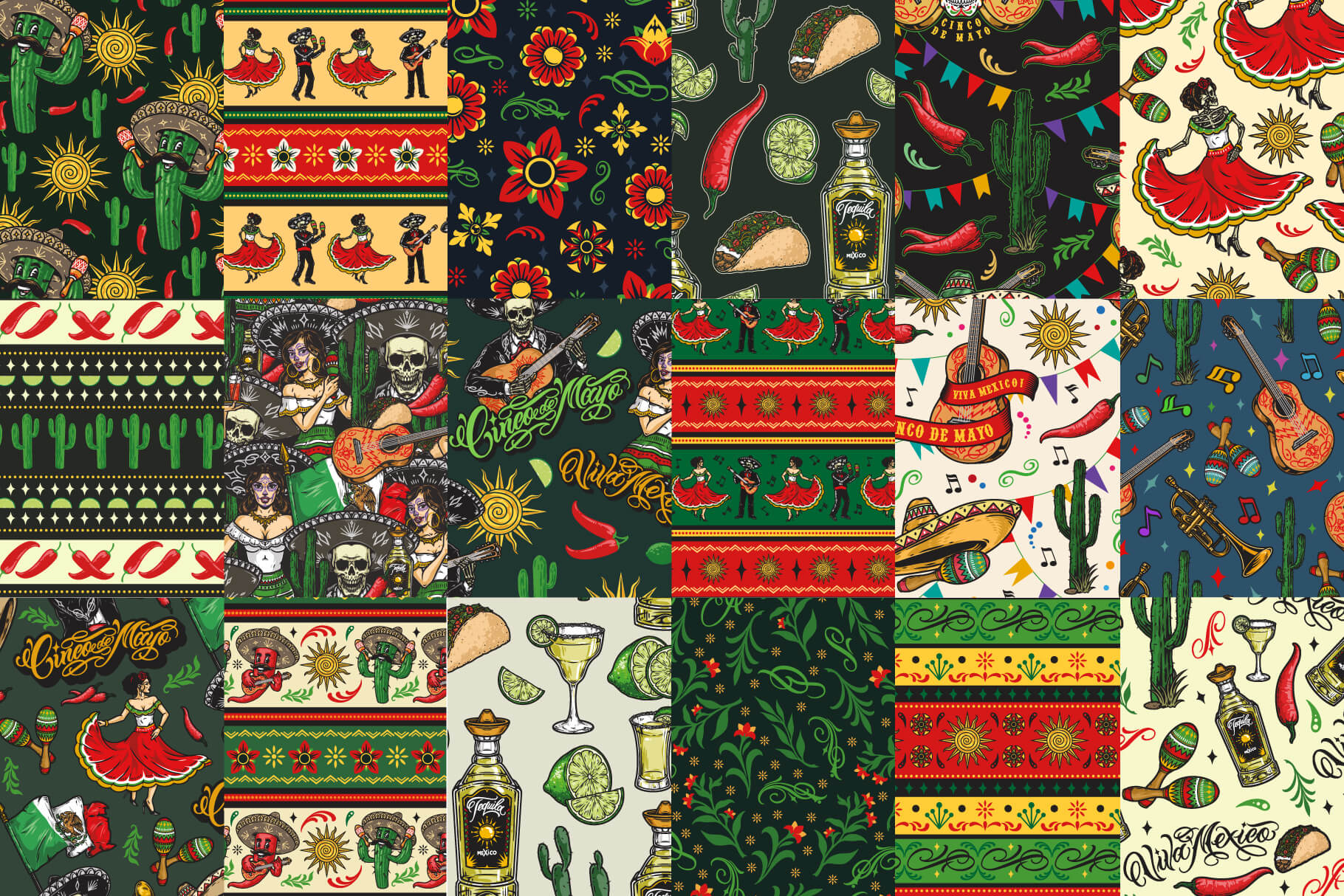 Cinco de Mayo Seamless Patterns Bundle (78)