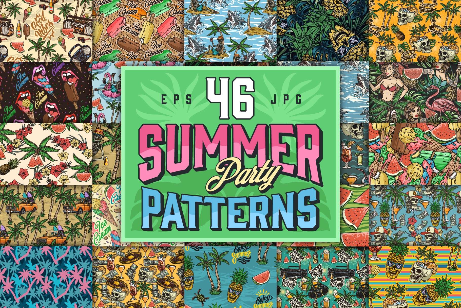 Summer Party – Seamless Vector Patterns (46)