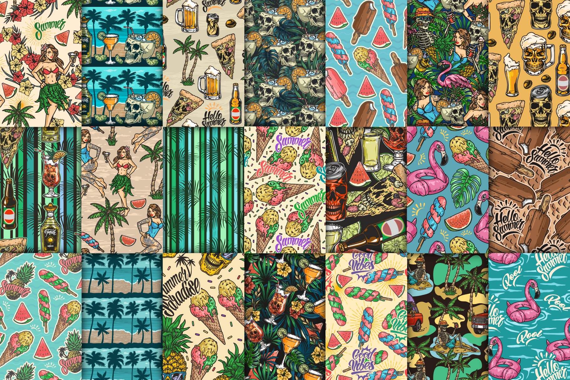 Summer Party – Seamless Vector Patterns (46)