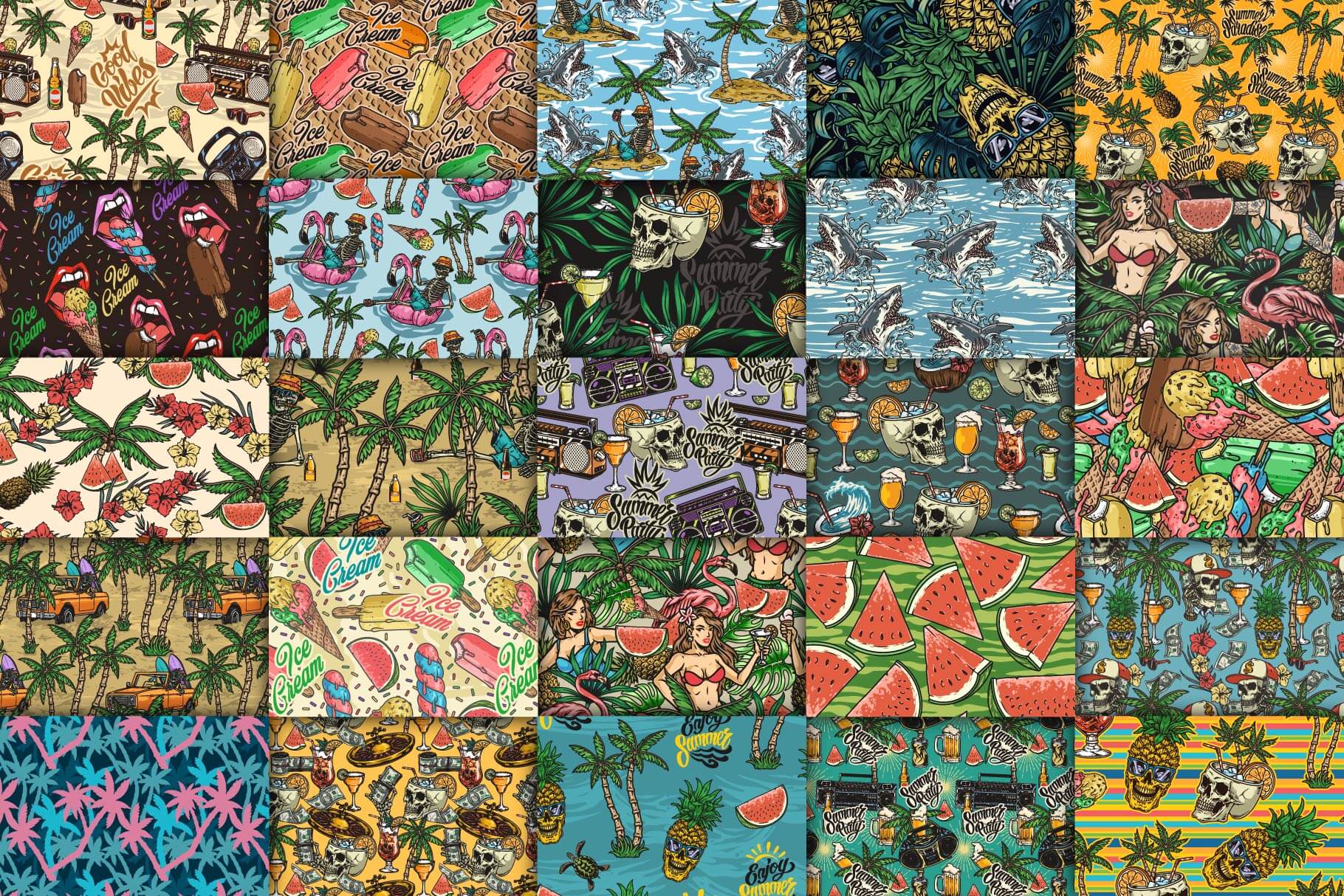 Summer Party – Seamless Vector Patterns (46)