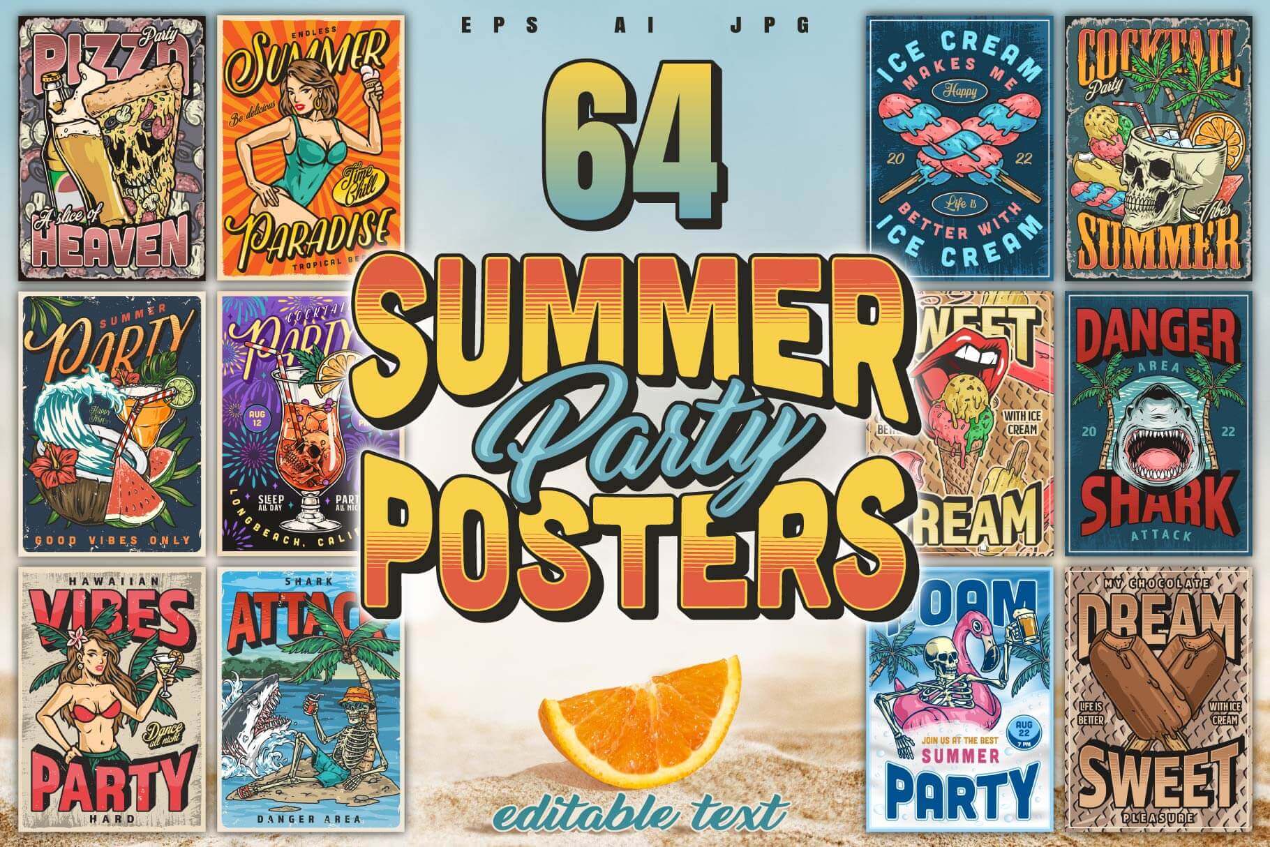 Summer Party – Editable Vector Posters (64)