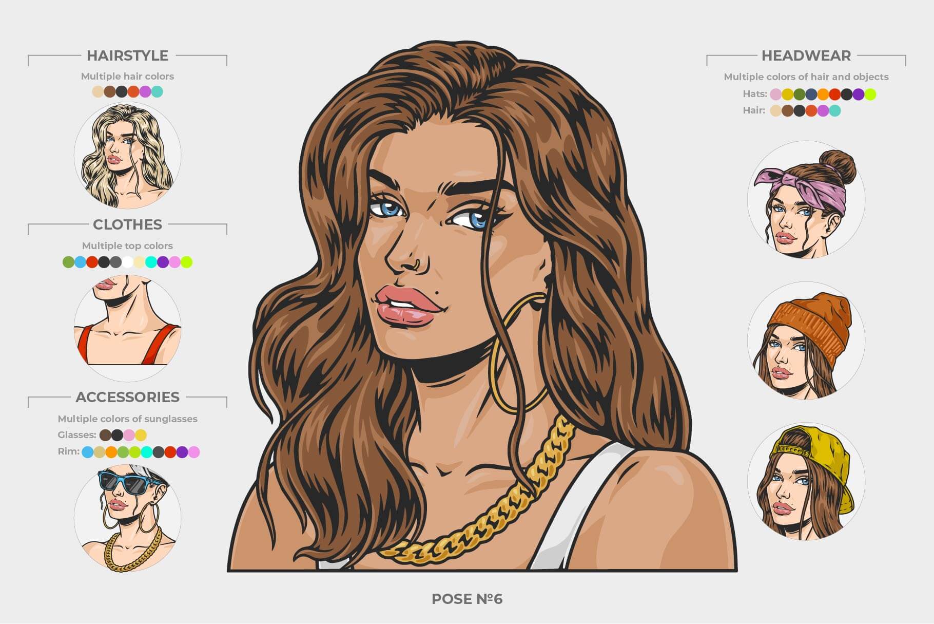 Hot Girls Creator – Modular Female Character Creator (6 Poses)