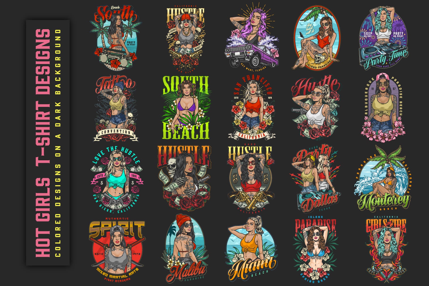 Hot Girls – Editable Vector T-Shirt Designs (Part 1) (60)