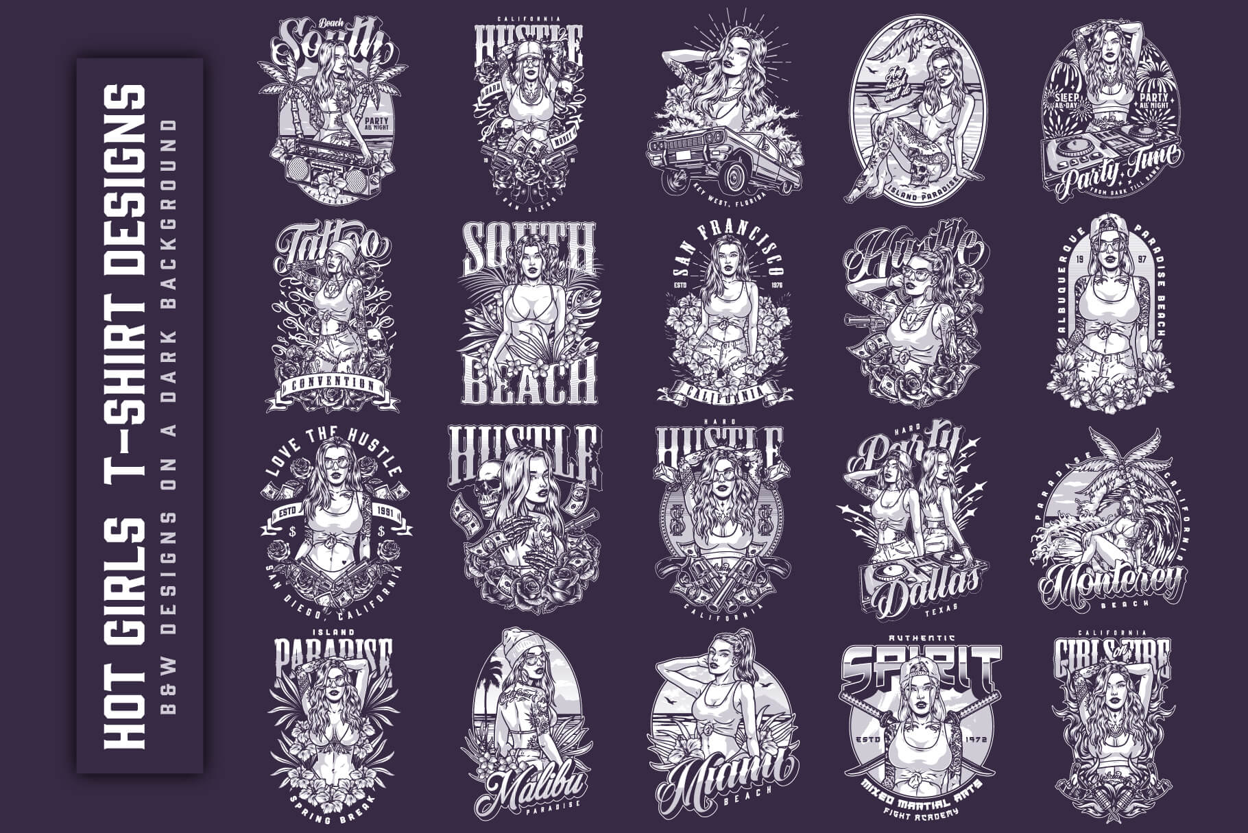 Hot Girls – Editable Vector T-Shirt Designs (Part 1) (60)