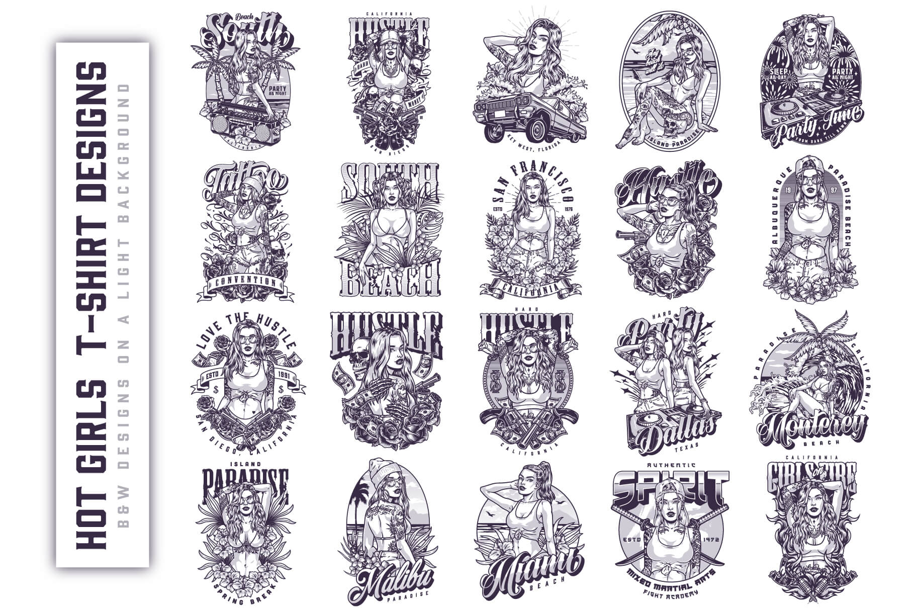 Hot Girls – Editable Vector T-Shirt Designs (Part 1) (60)