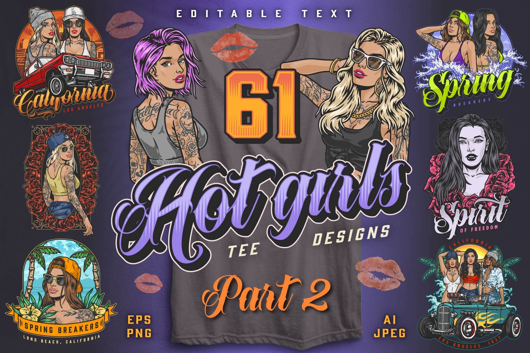 Hot Girls – Editable Vector T-Shirt Designs (Part 2) (61)