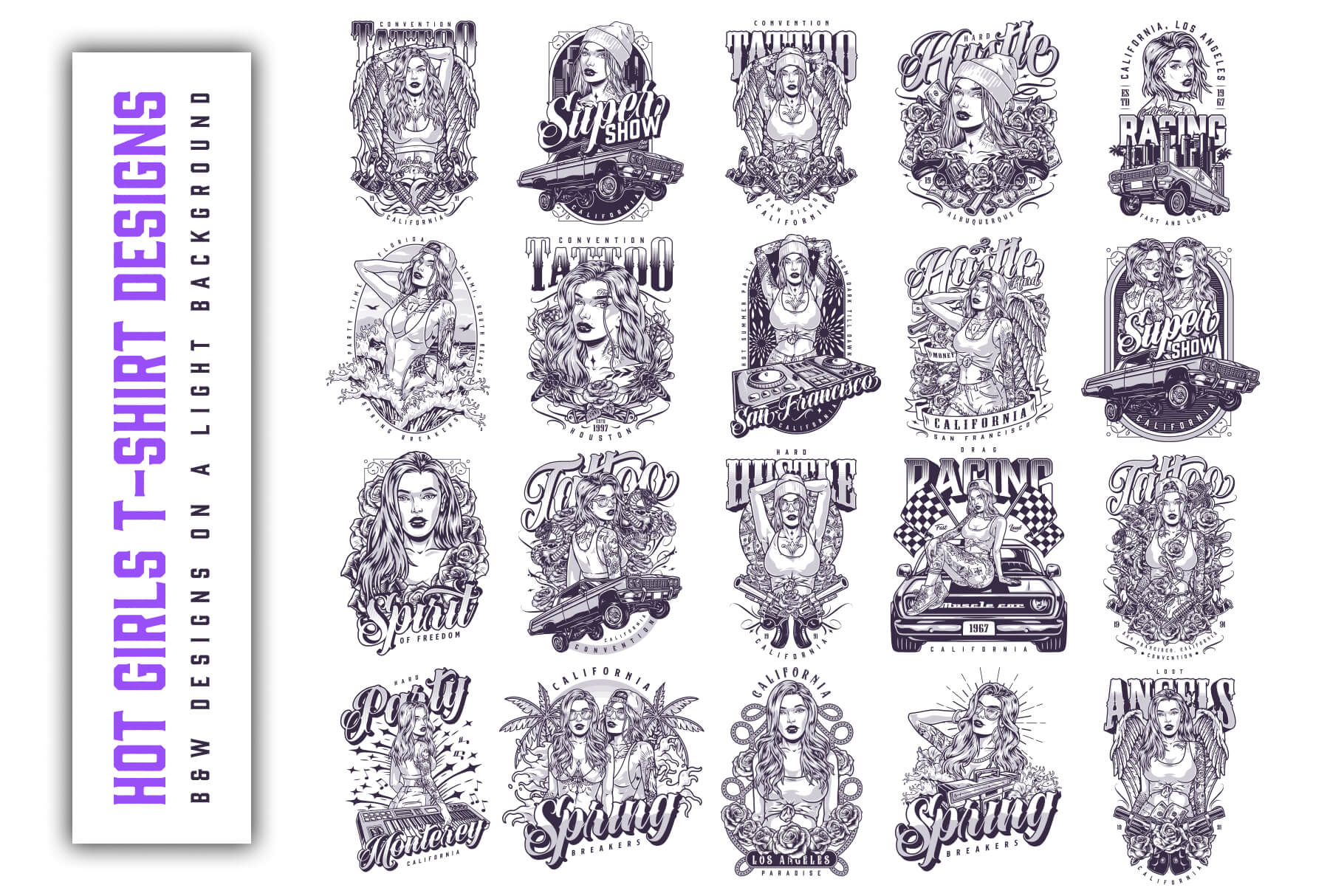 Hot Girls – Editable Vector T-Shirt Designs (Part 2) (61)