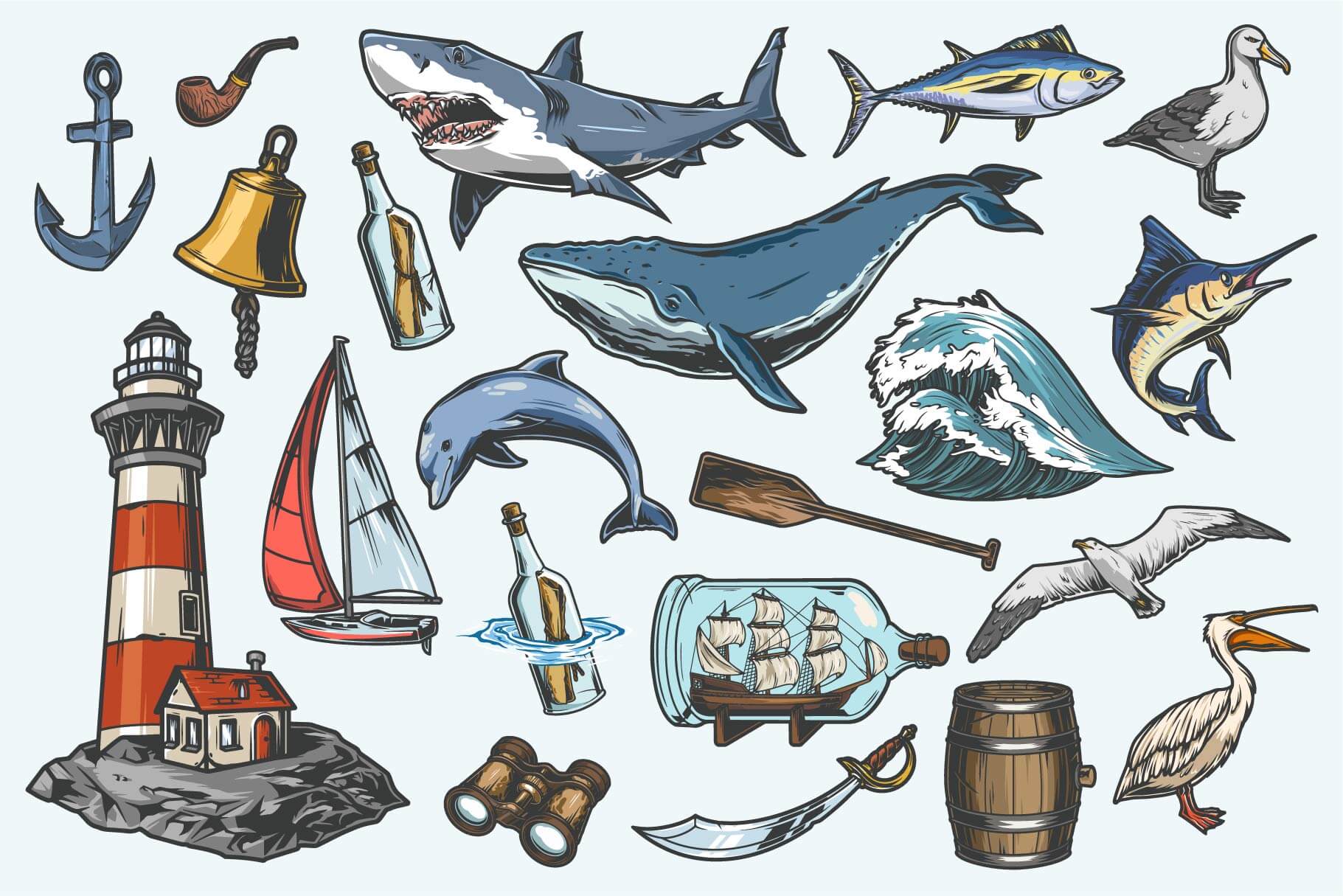 Ocean & Sea – Vector Illustrations Bundle (50)