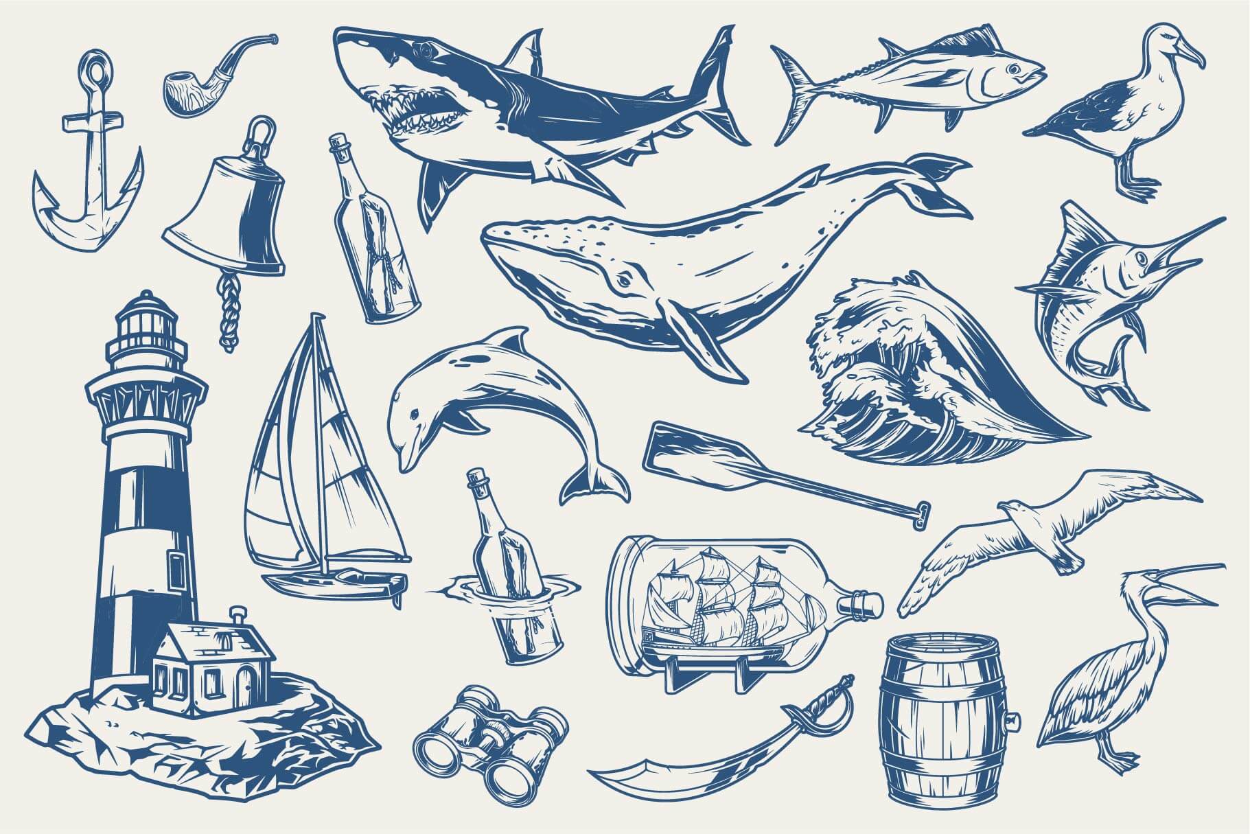 Ocean & Sea – Vector Illustrations Bundle (50)