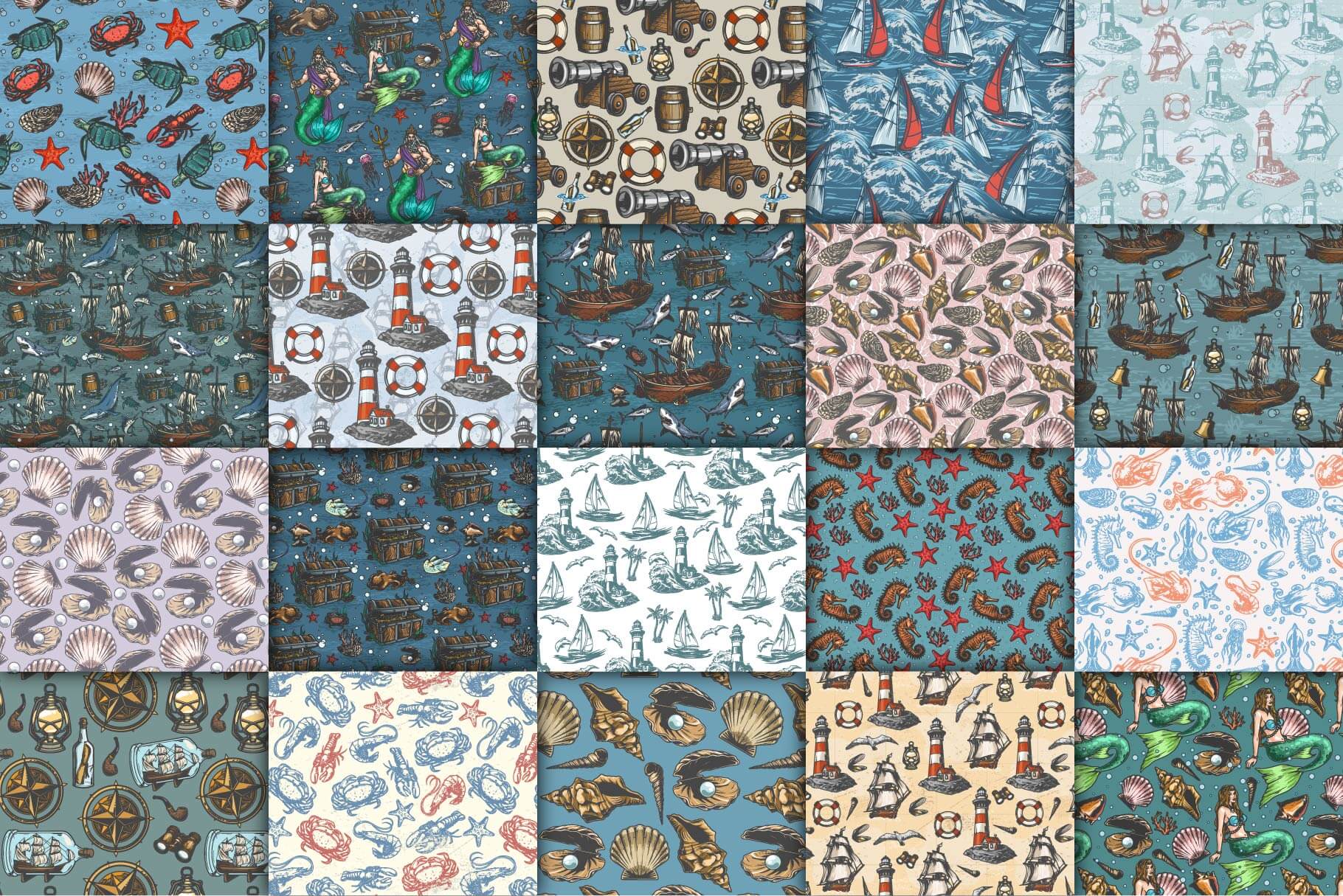 Ocean & Sea Seamless Patterns (40)
