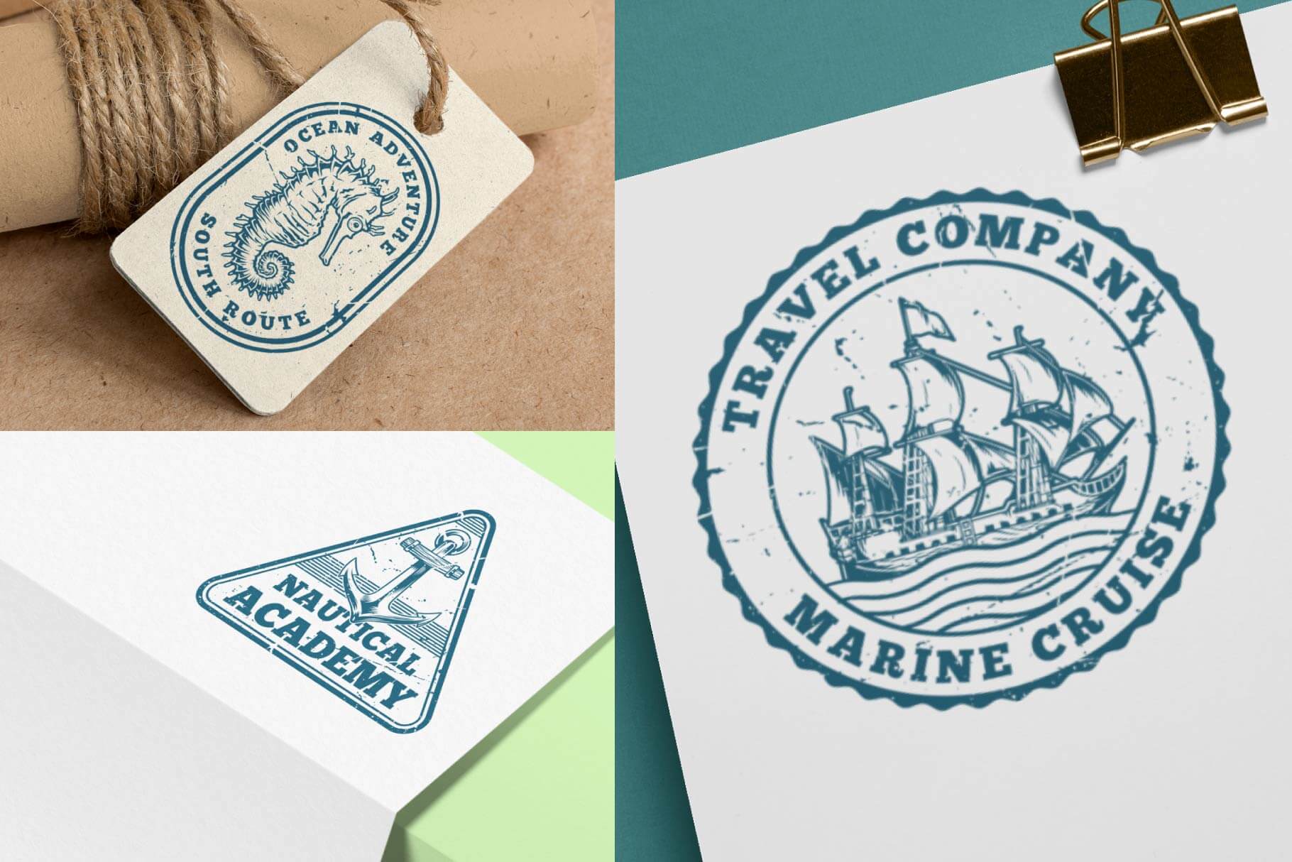 Nautical Stamp Templates Bundle (42)