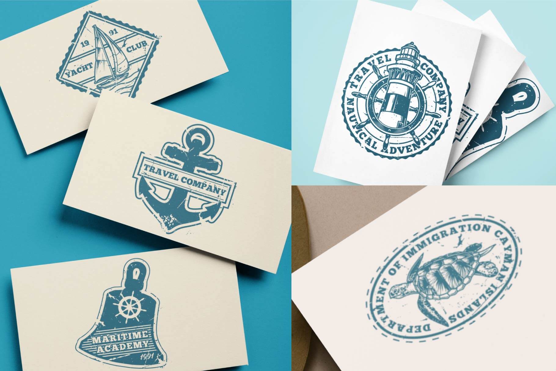 Nautical Stamp Templates Bundle (42)