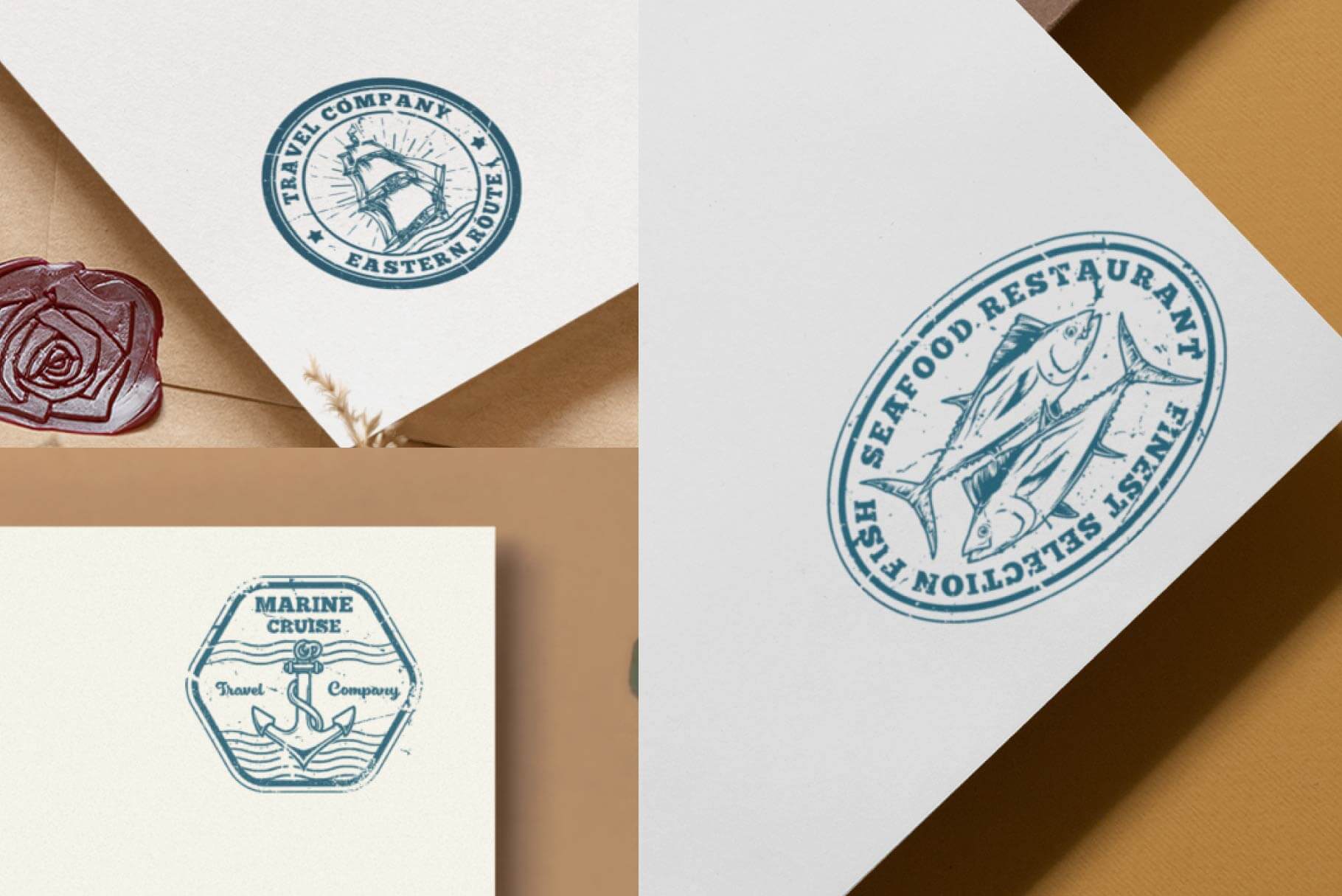 Nautical Stamp Templates Bundle (42)