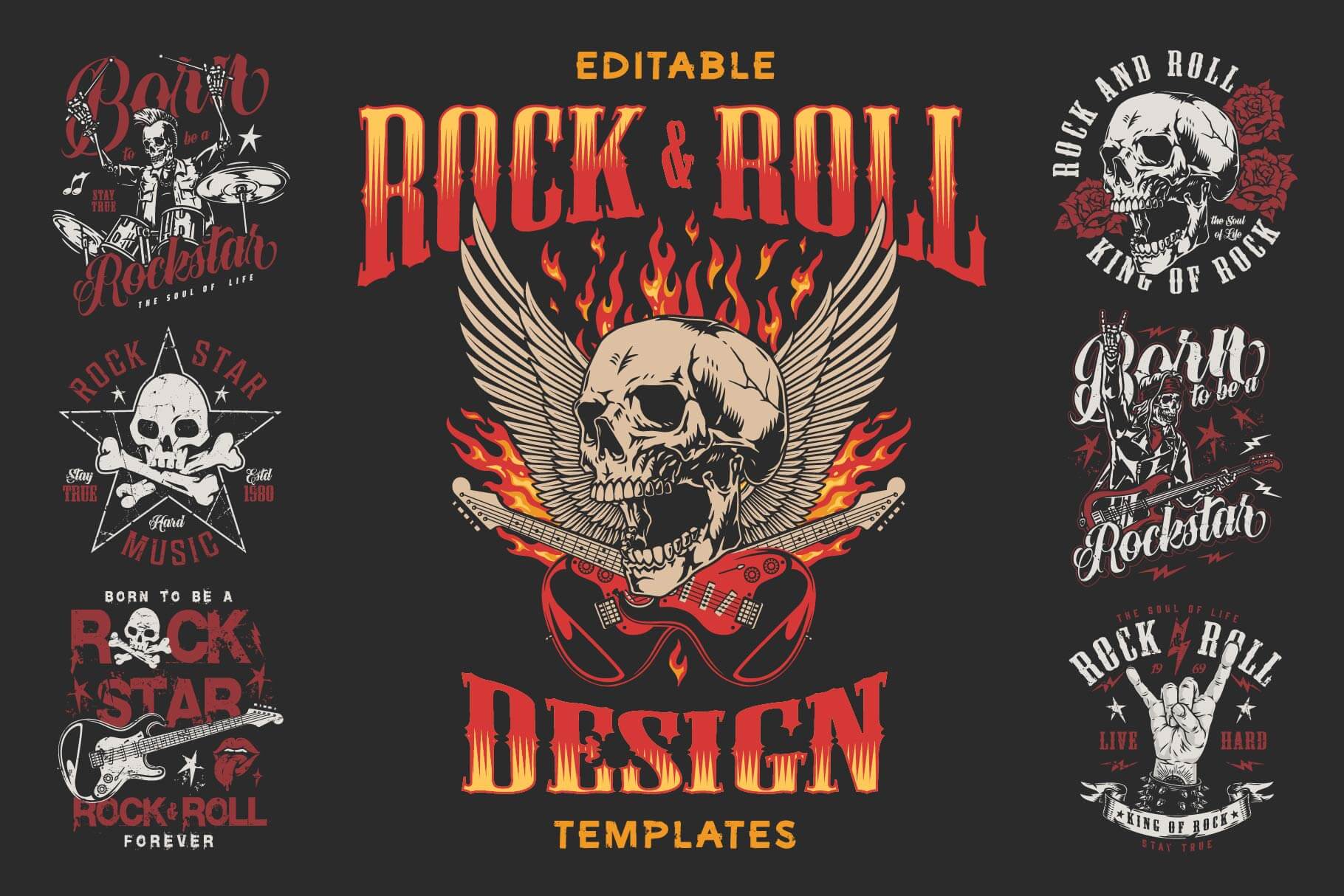 Rock & Roll - Vintage Emblems Design Templates (16)