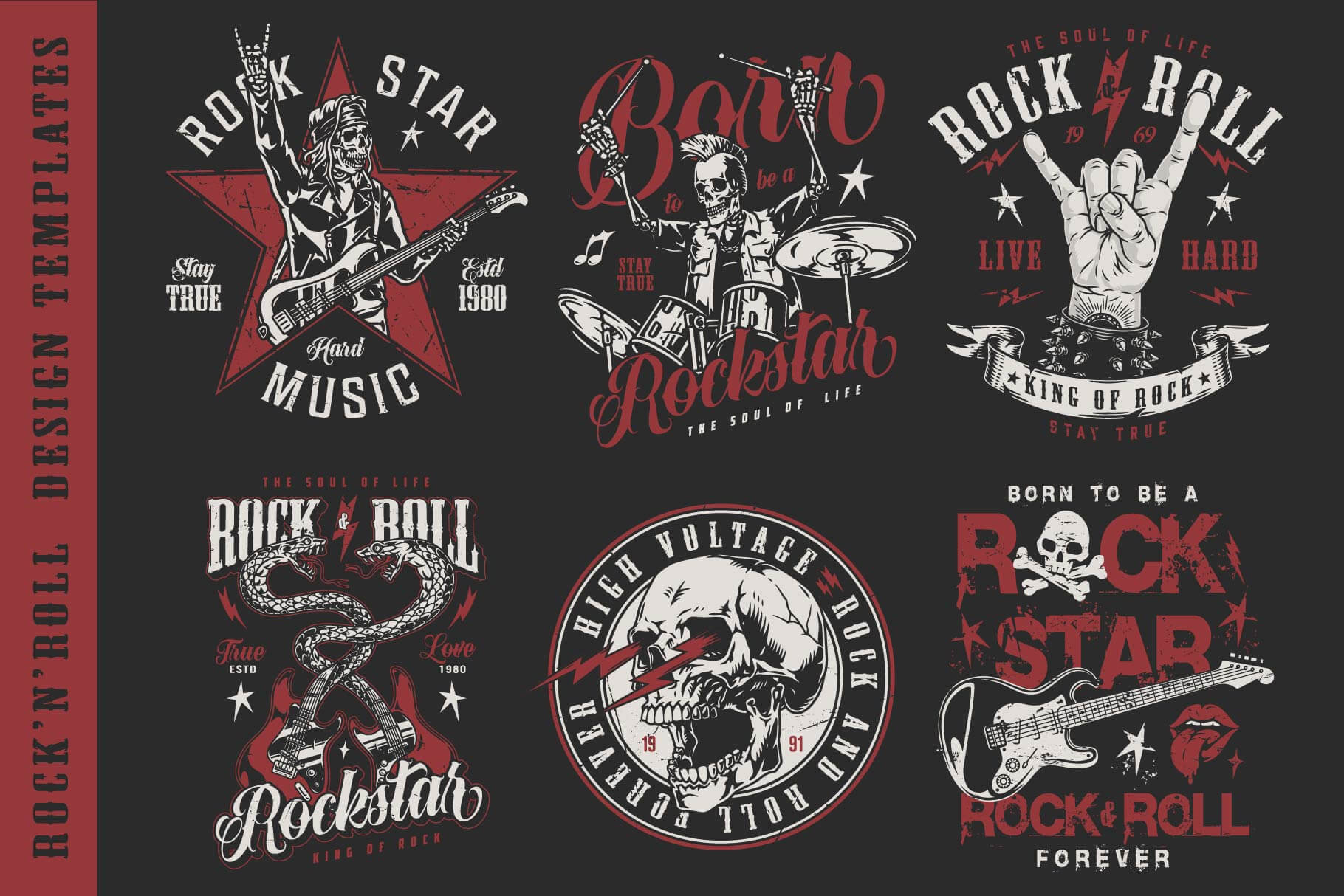 Rock & Roll - Vintage Emblems Design Templates (16)