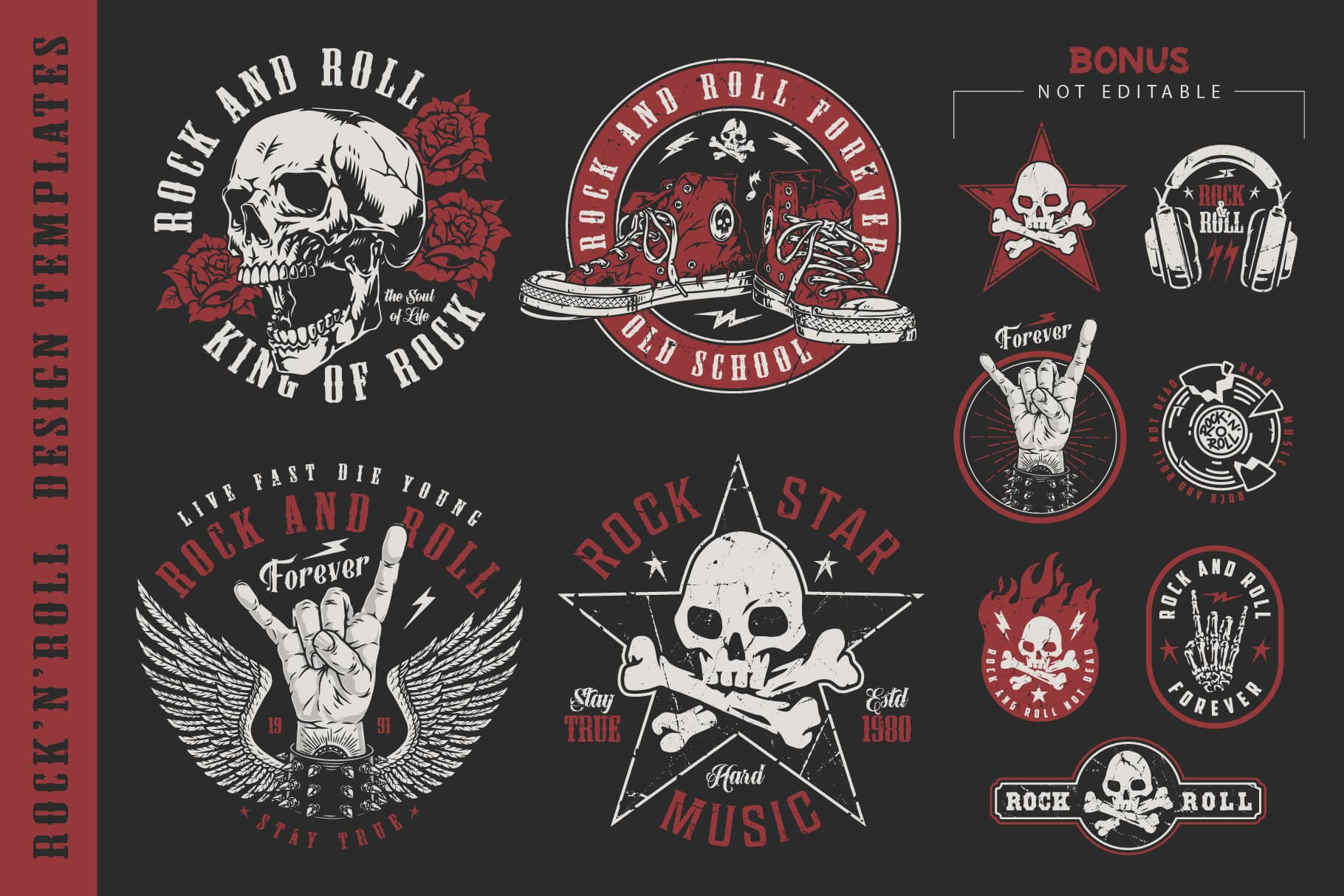 Rock & Roll - Vintage Emblems Design Templates (16)