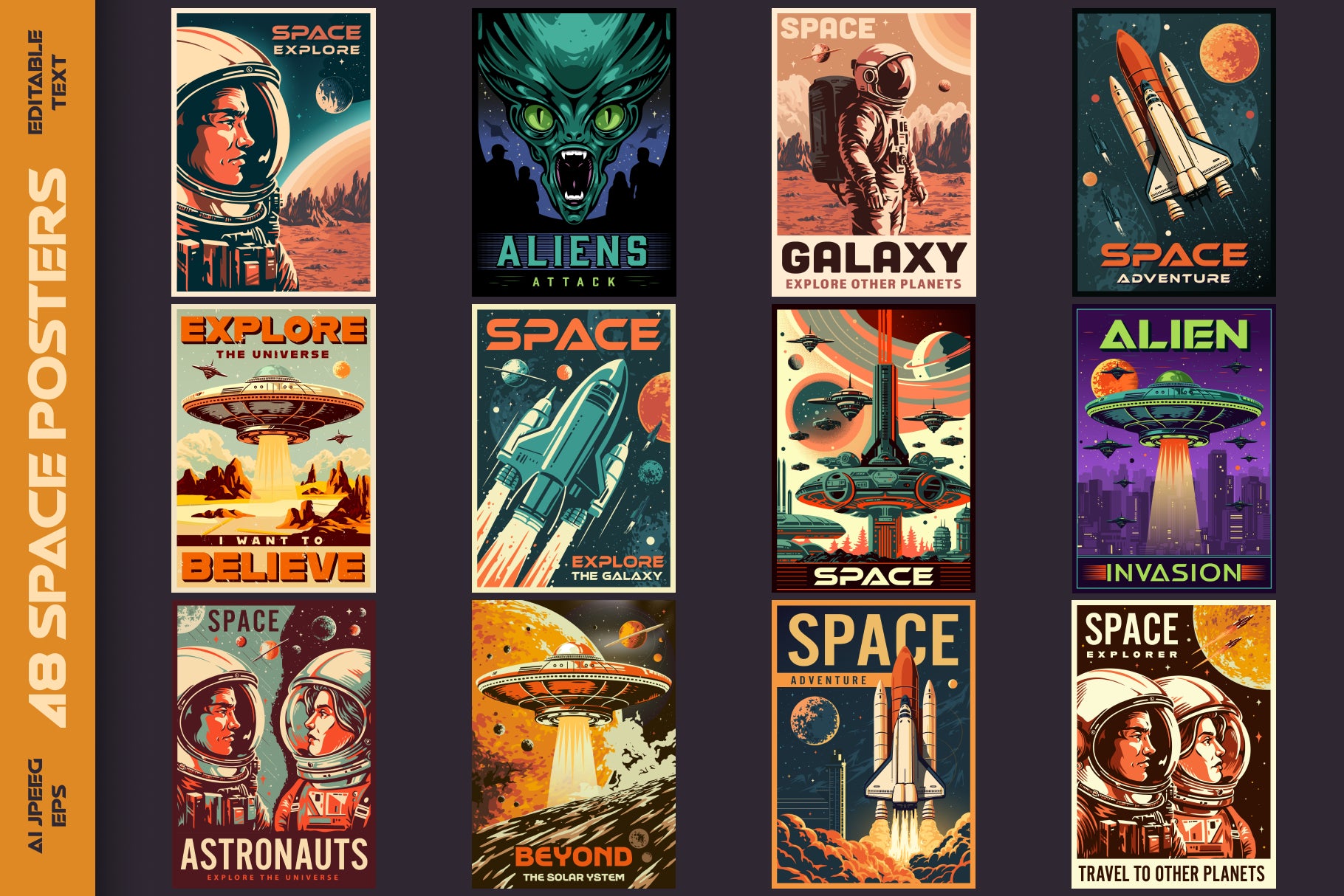 Space Explorer – Retro Space Poster Design Templates (48)