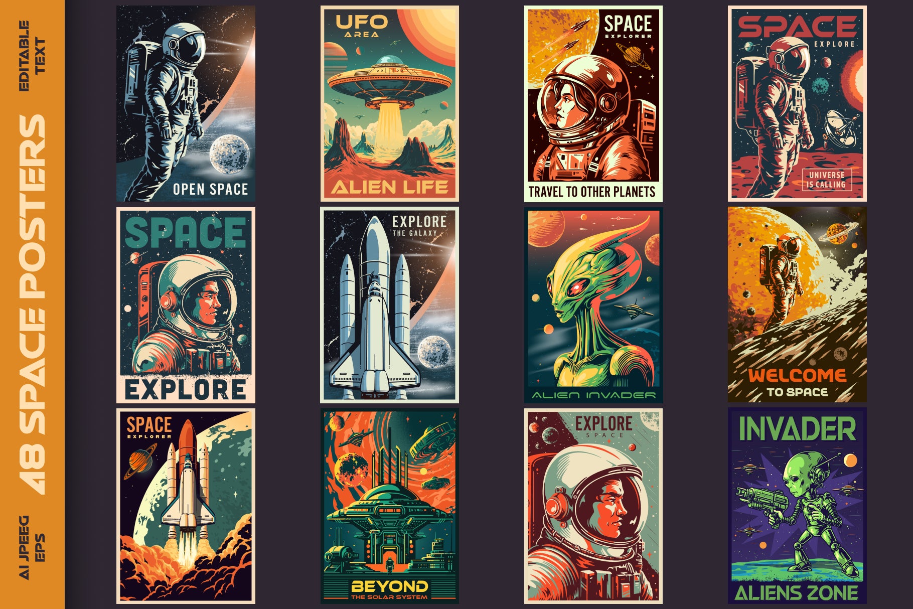 Space Explorer – Retro Space Poster Design Templates (48)