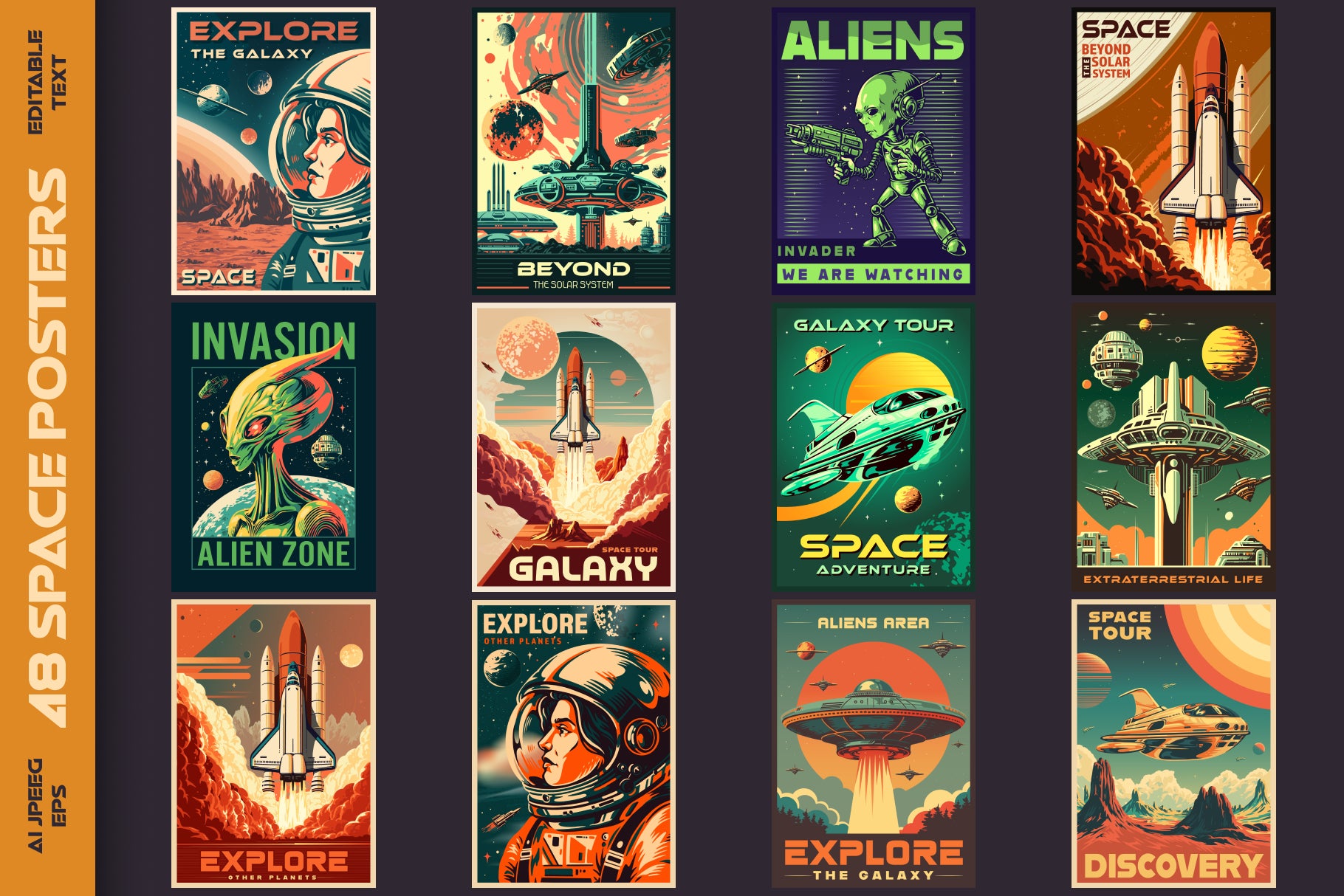 Space Explorer – Retro Space Poster Design Templates (48)