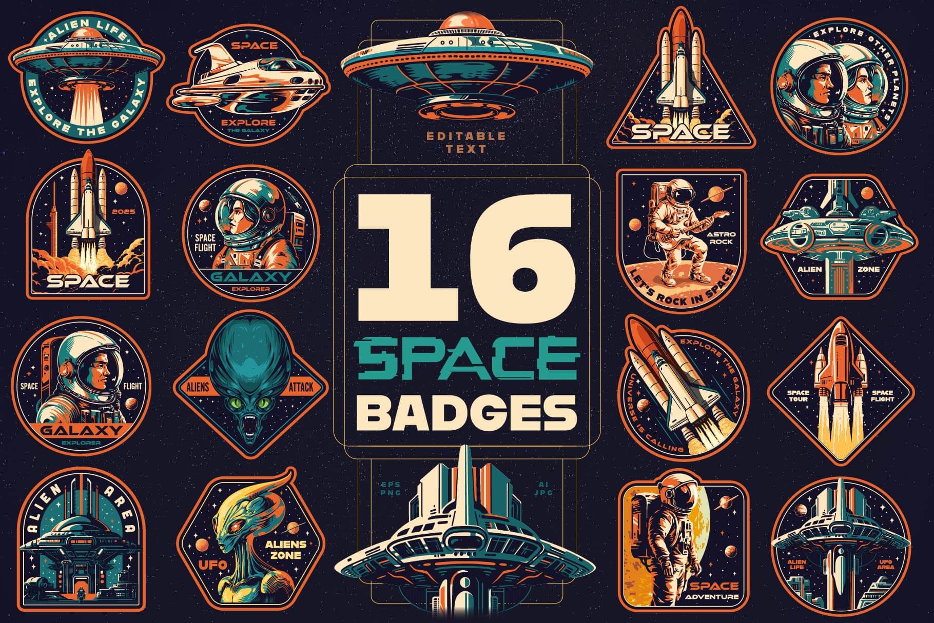 Space Badges Design Templates (16)