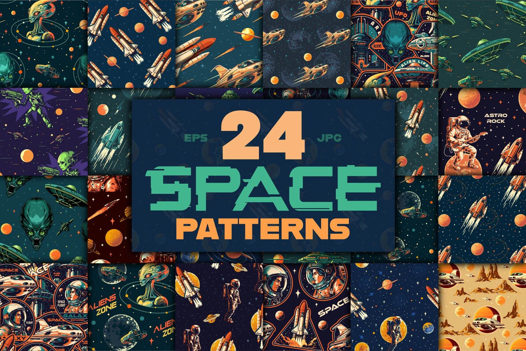 Space Patterns – Seamless Sci-Fi Designs (24)