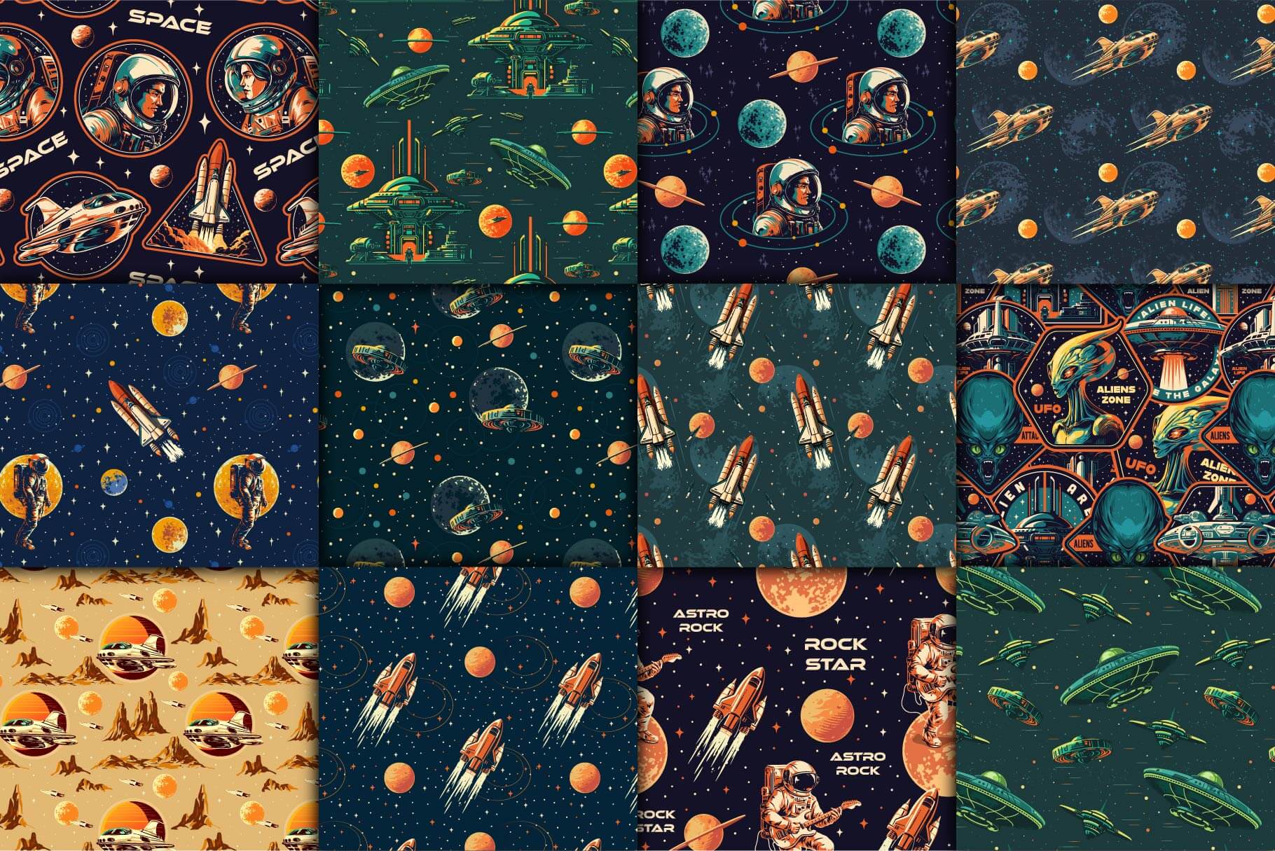 Space Patterns – Seamless Sci-Fi Designs (24)