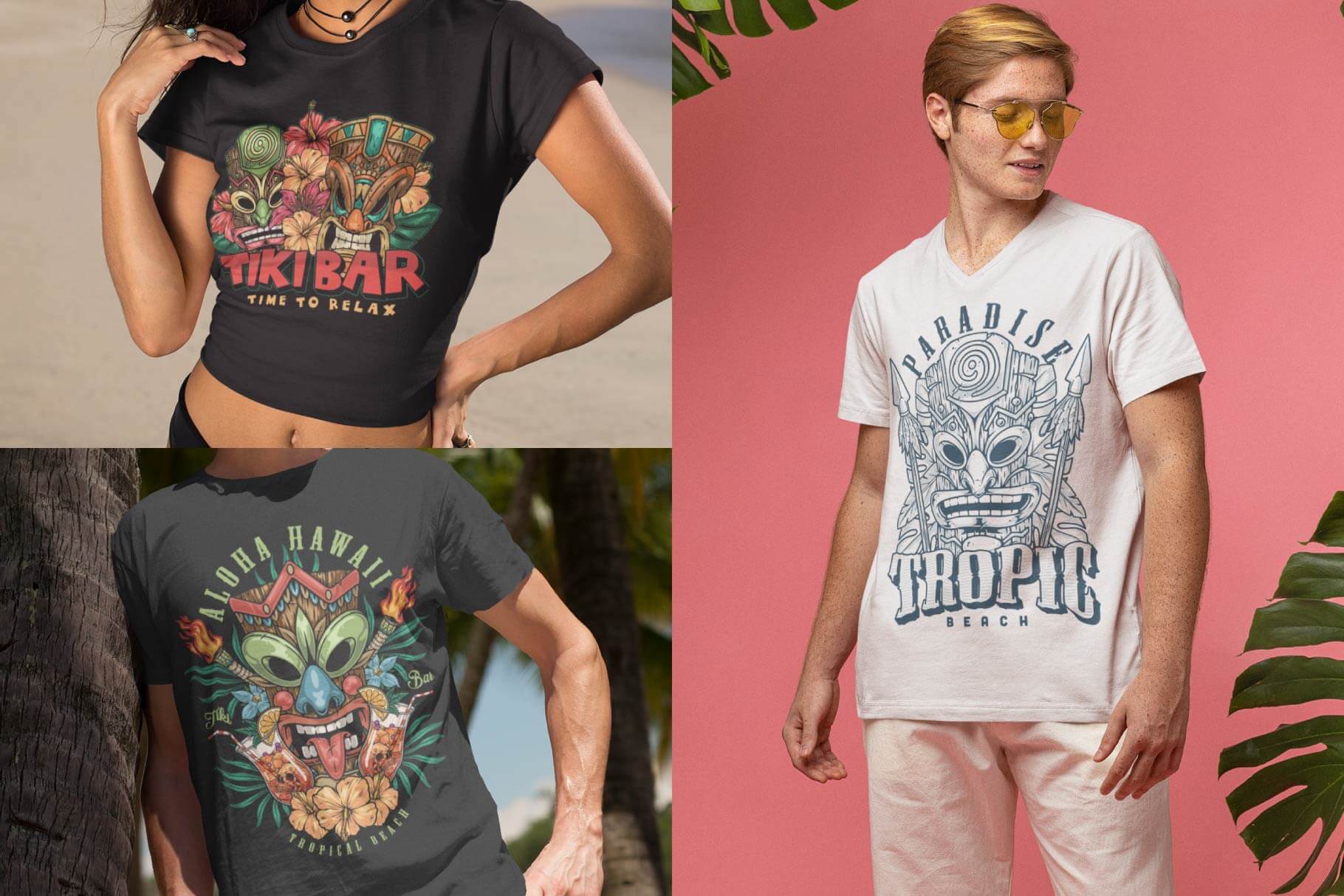 Tiki Masks – Editable Vector T-Shirt Designs (36)