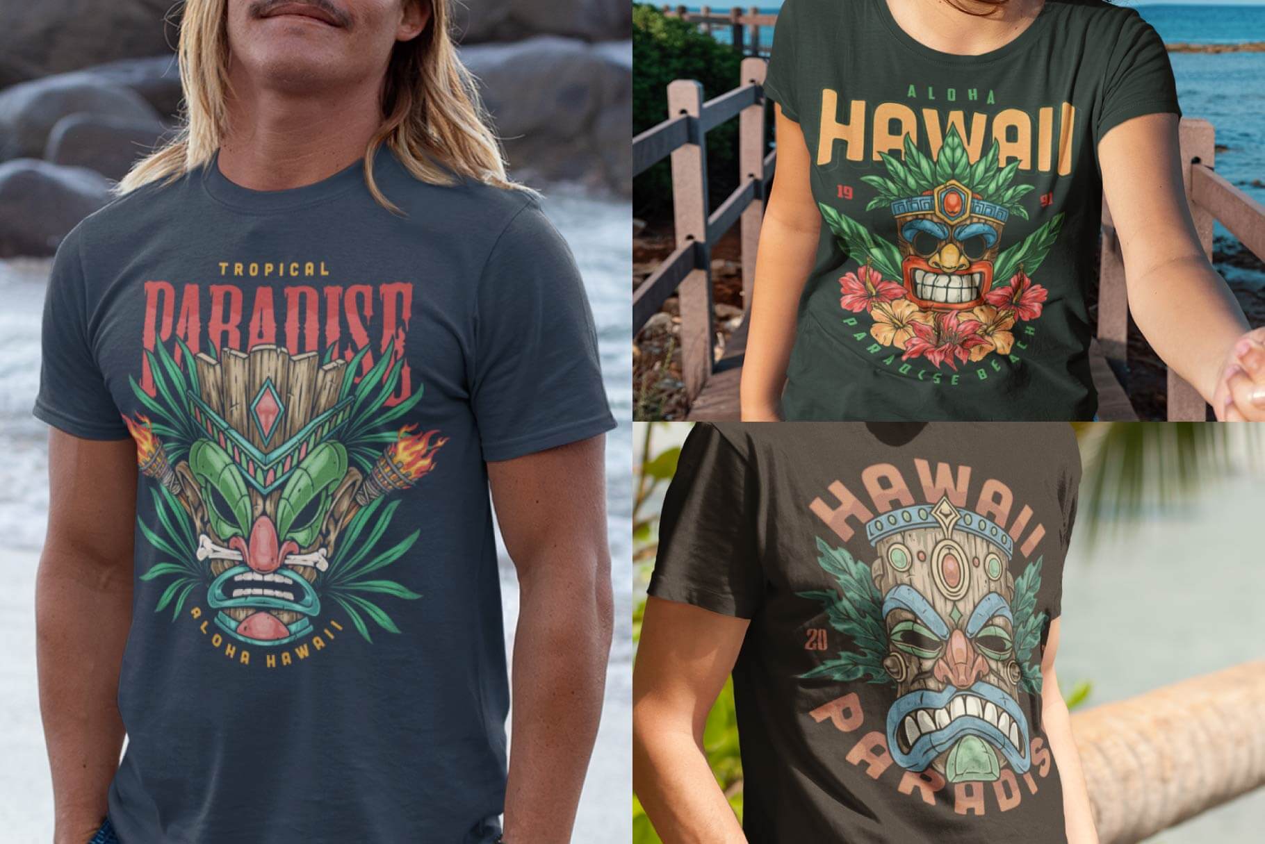 Tiki Masks – Editable Vector T-Shirt Designs (36)