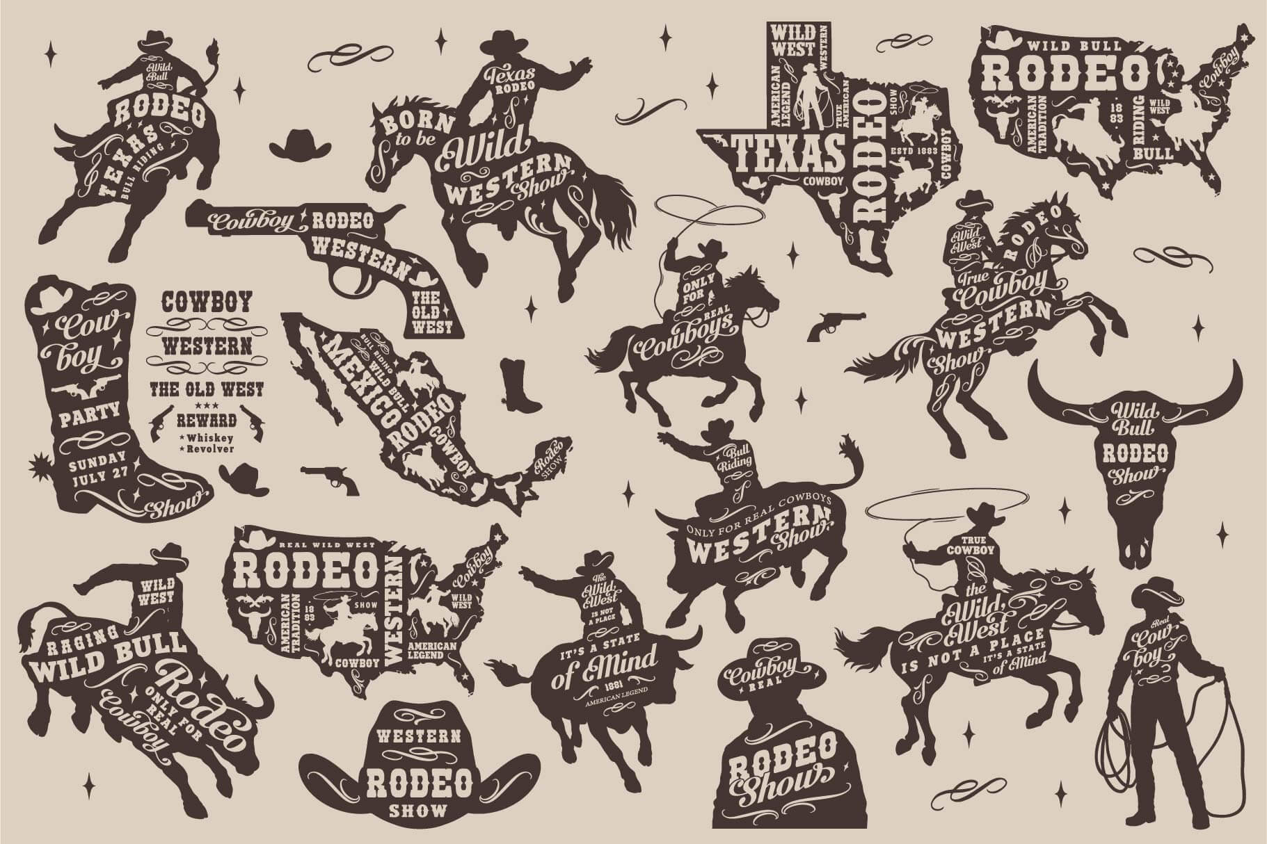Rodeo Typographic Design Templates – Western Badge & Emblem Designs (30)