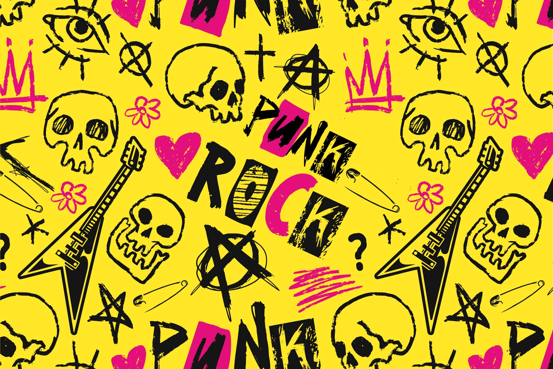 Rocknrolla – Grunge Collage Display Font + Bonus Vector Doodles