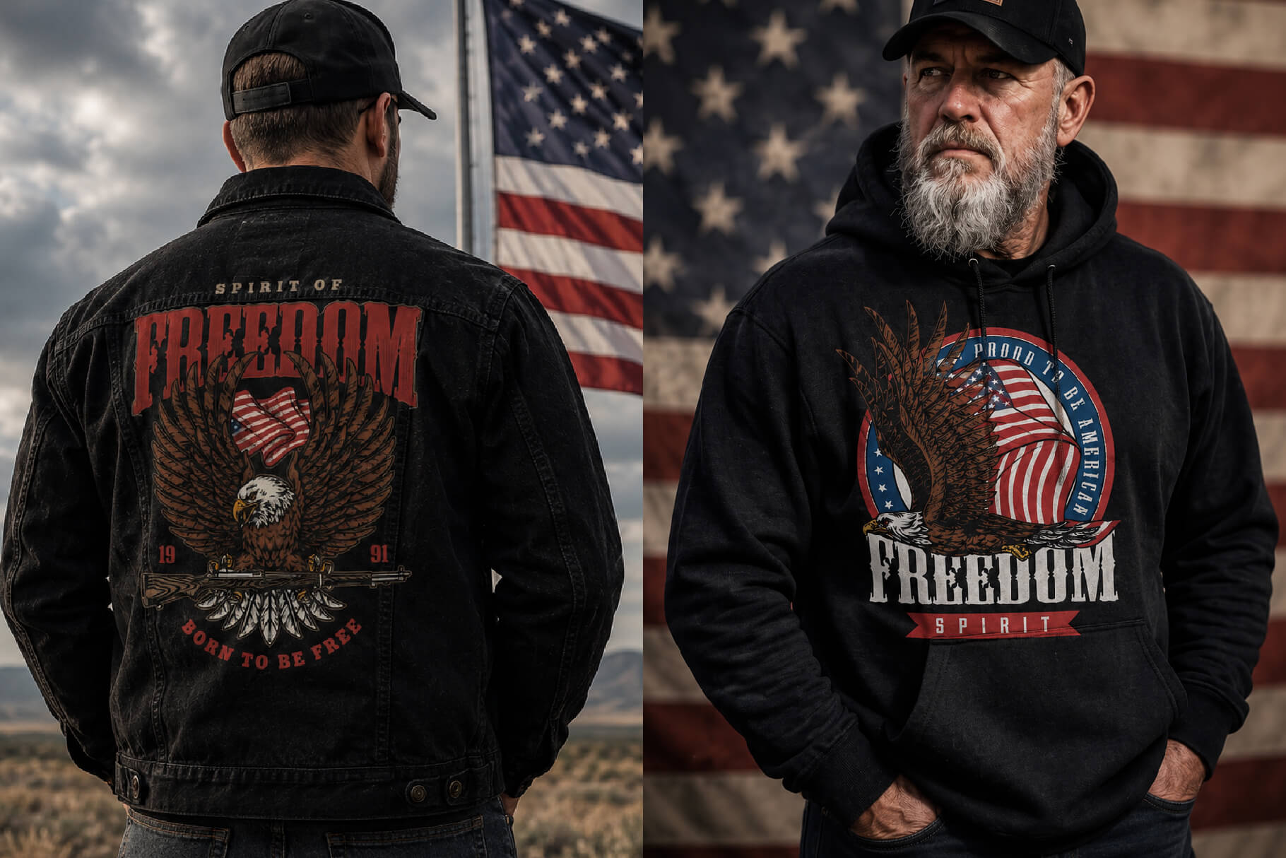 Freedom Spirit – Patriotic Eagle T-Shirt Design Templates Bundle