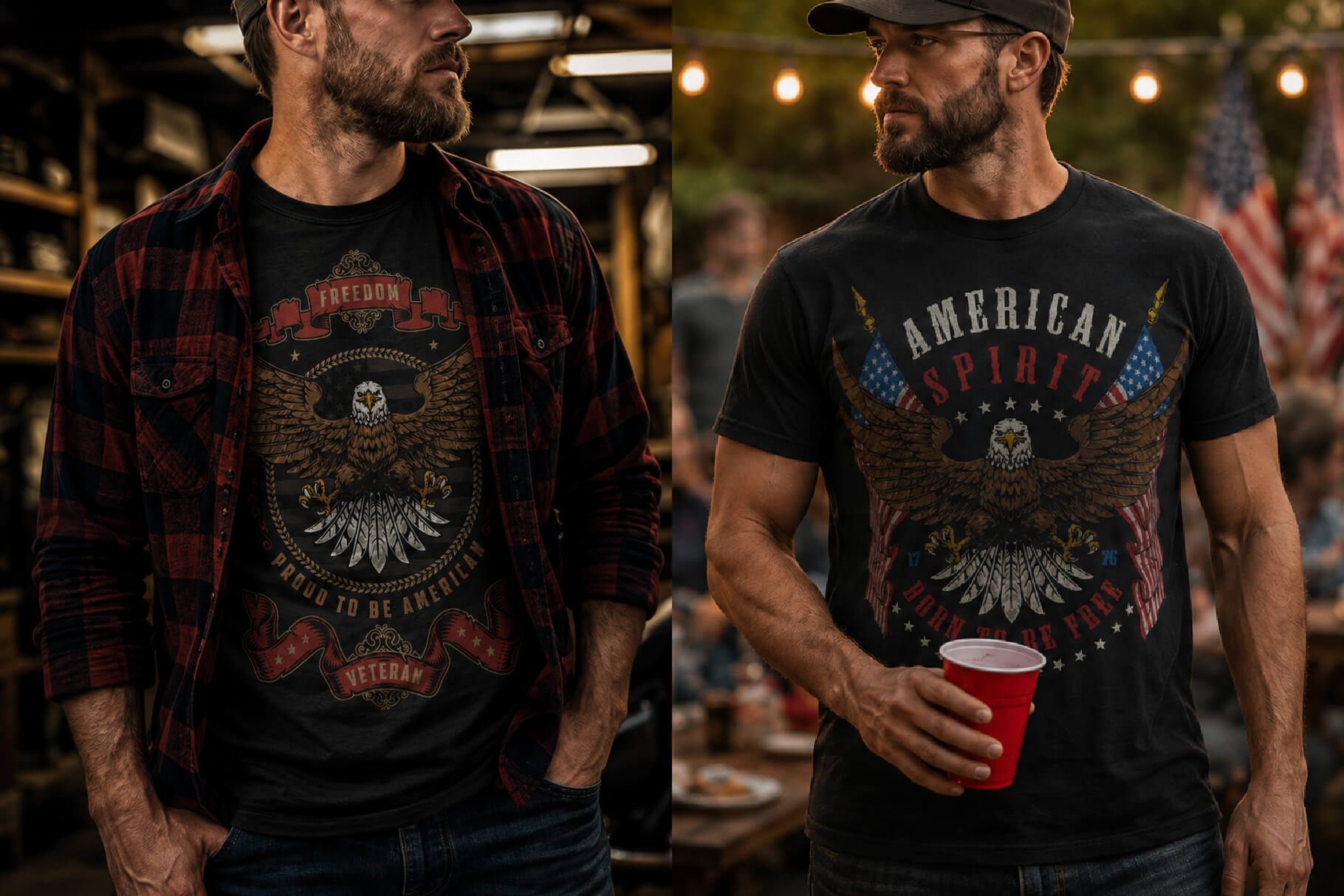 Freedom Spirit – Patriotic Eagle T-Shirt Design Templates Bundle